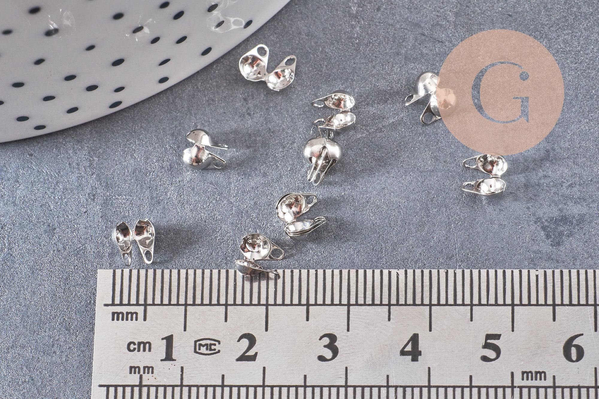 Gingerlily Apprêts Cache-noeud chaîne boule platine 3mm 1g