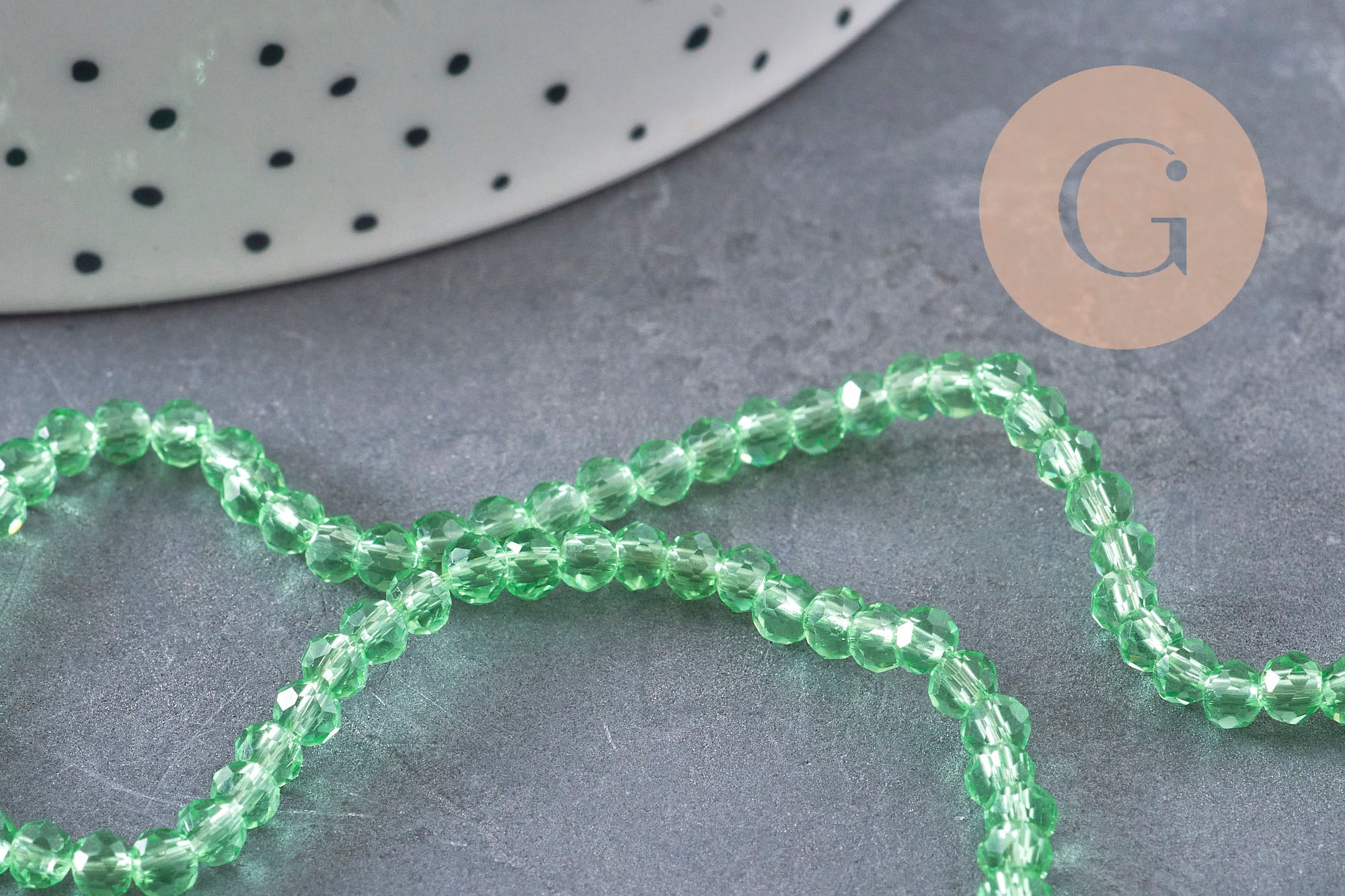 Gingerlily perles abacus cristal vert clair 3.5mm fil 29cm