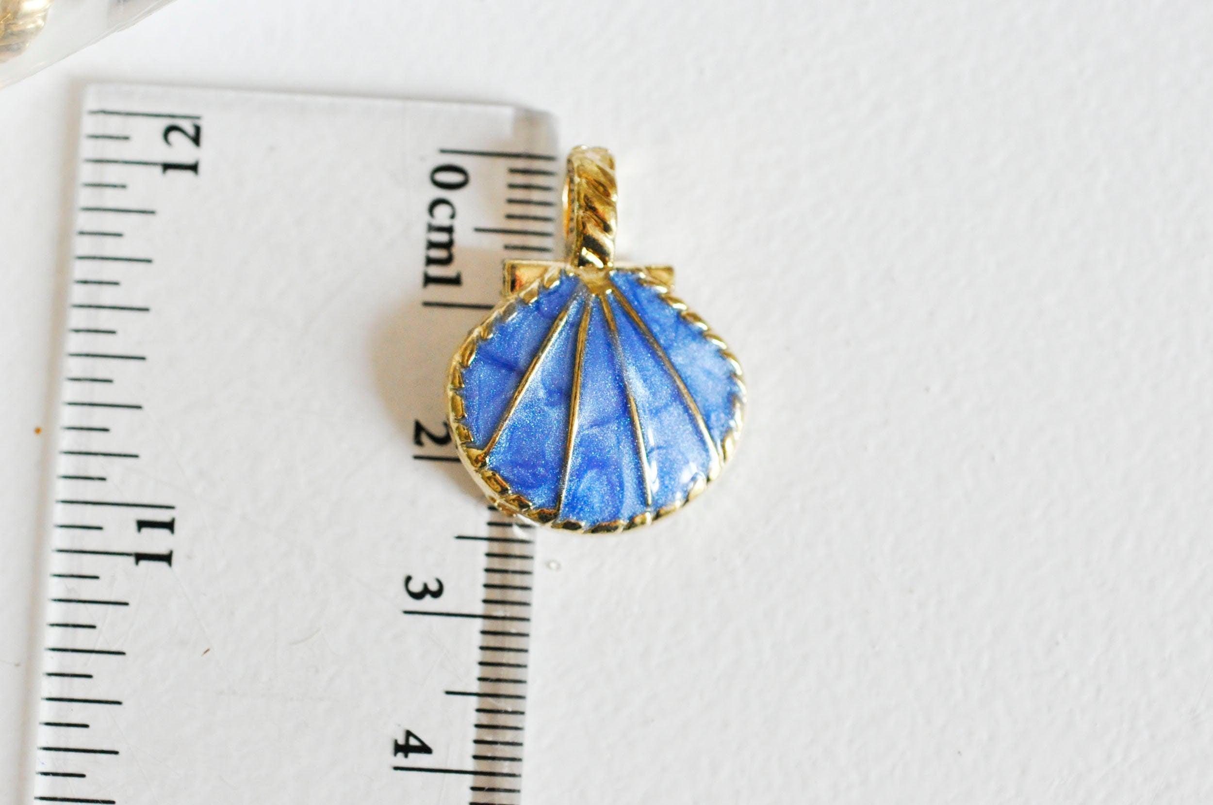 Gingerlily Perles pendentif coquillage bleu doré 24.5mm x2