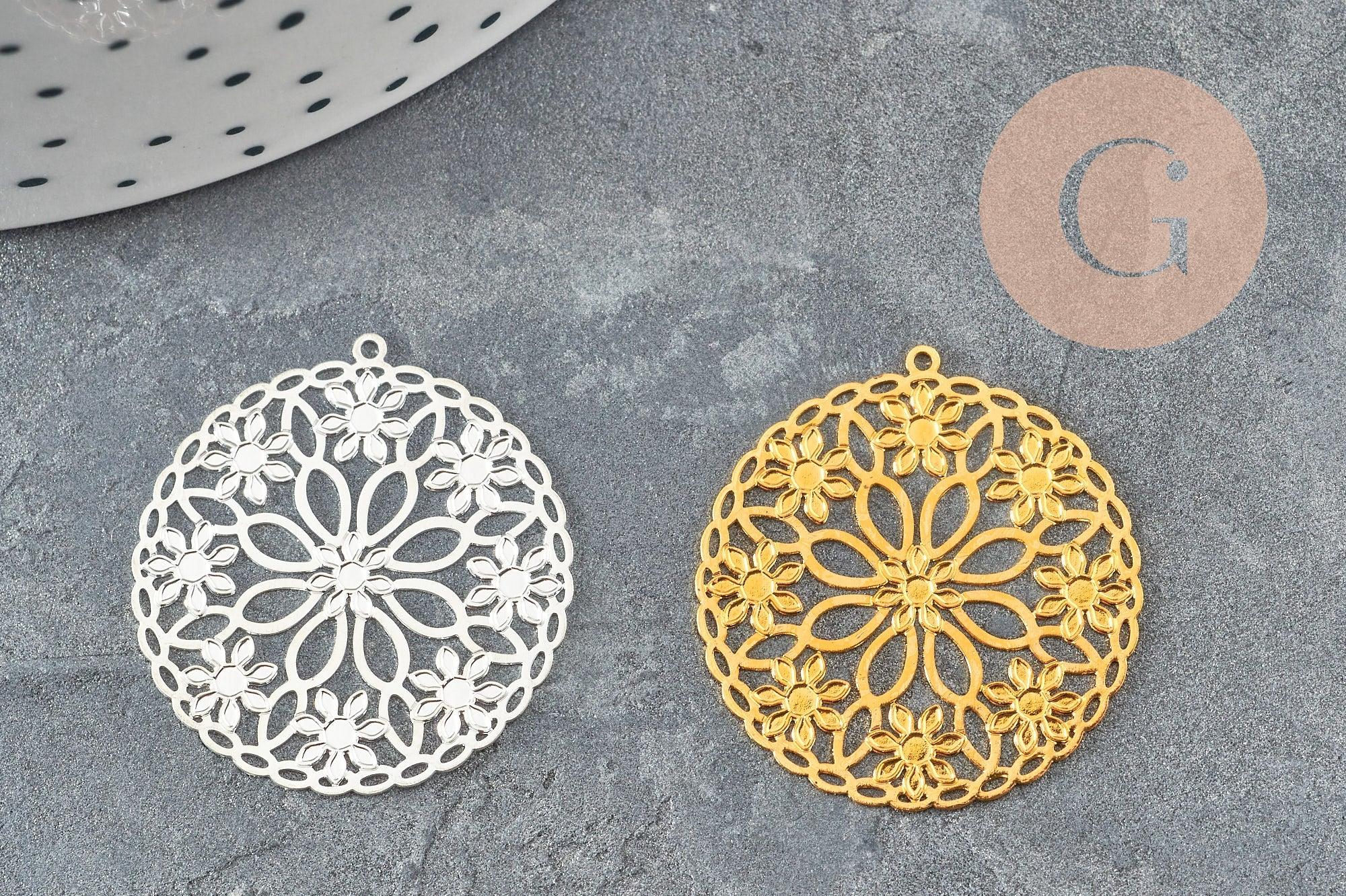 Gingerlily G9505 pendentif estampe fleur 28mm x2 doré