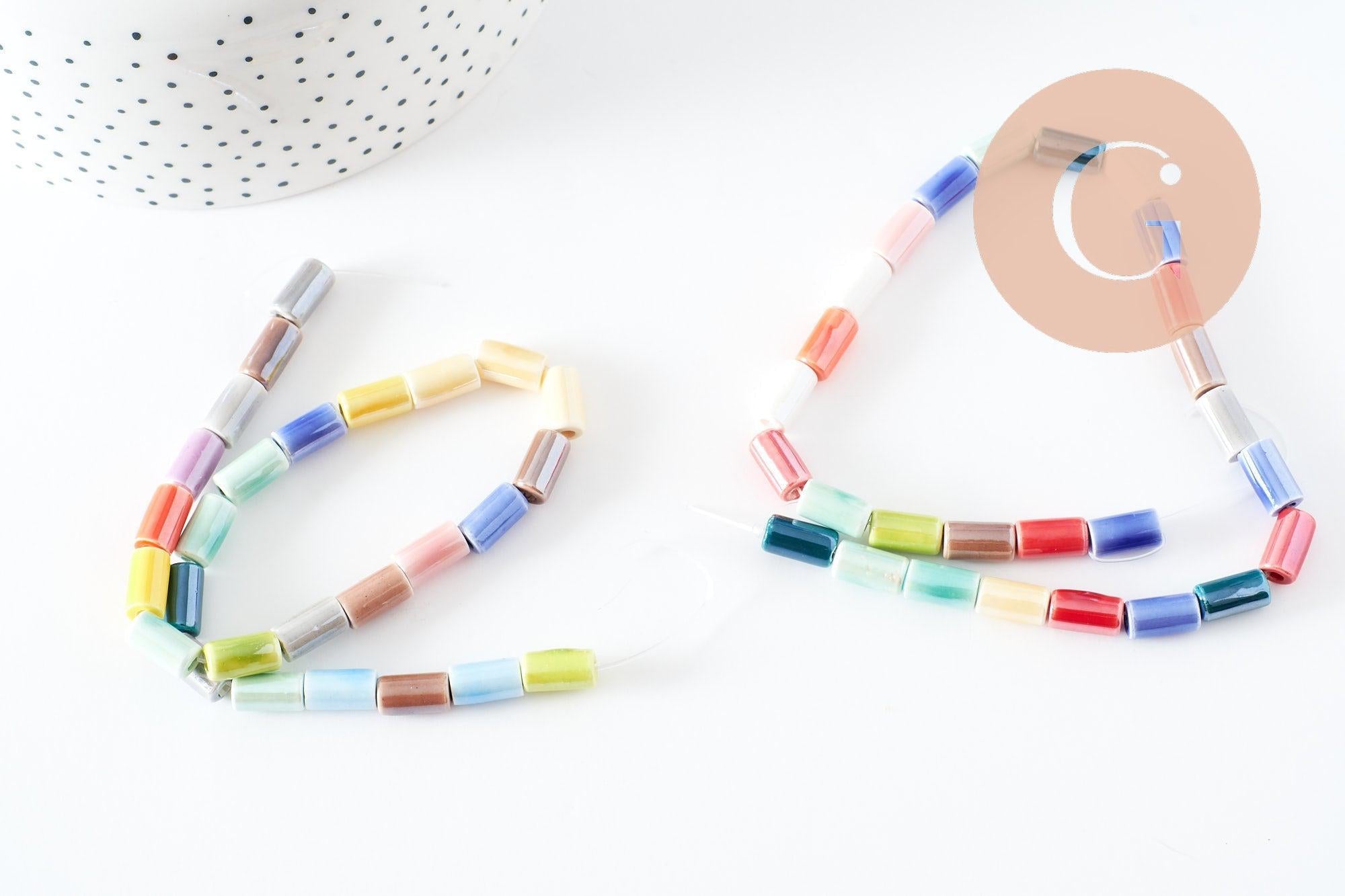 Gingerlily Perles tube G9659 perles porcelaine multicolore 30cm