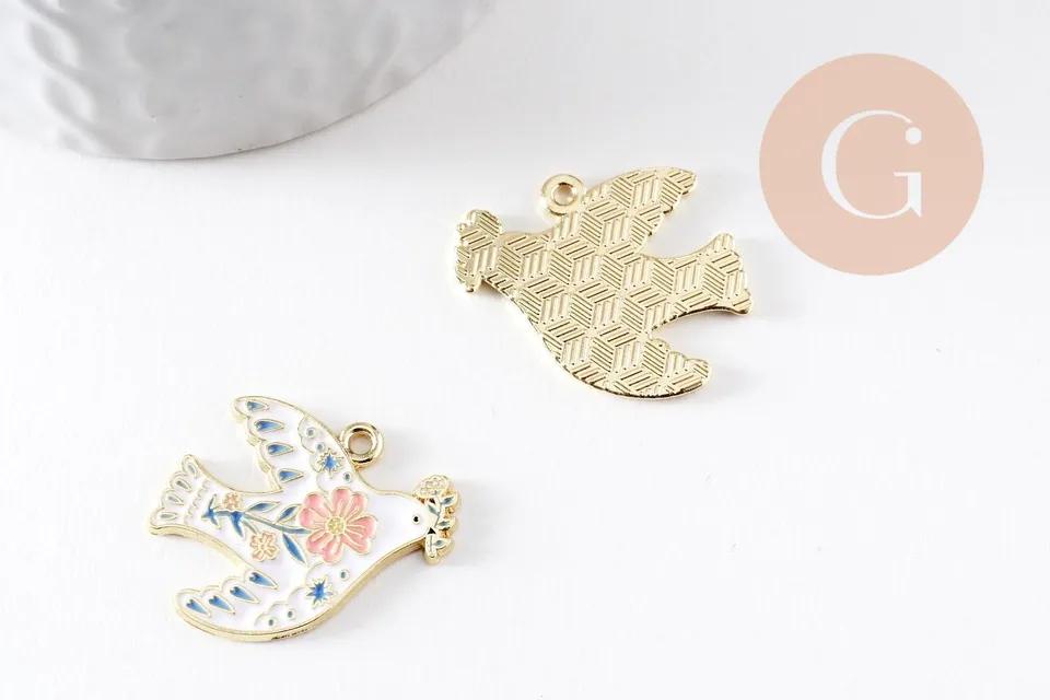 Gingerlily Pendentifs G10041 pendentif colombe blanche lot 2