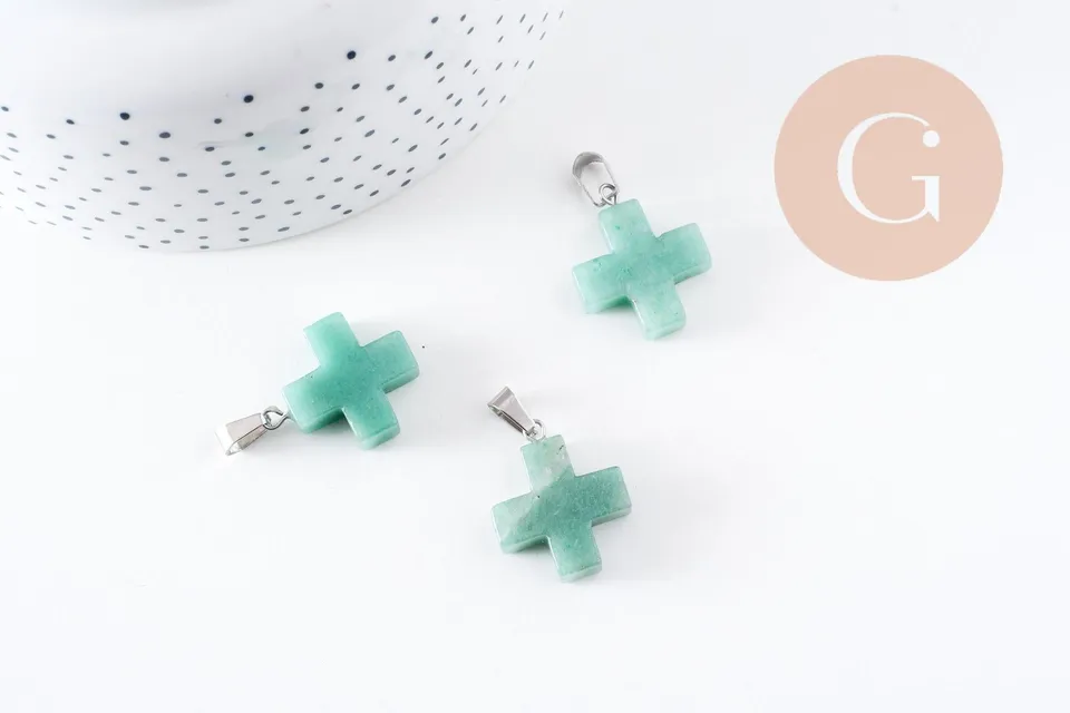 Gingerlily Pendentifs bijoux DIY G10070 croix aventurine 24mm