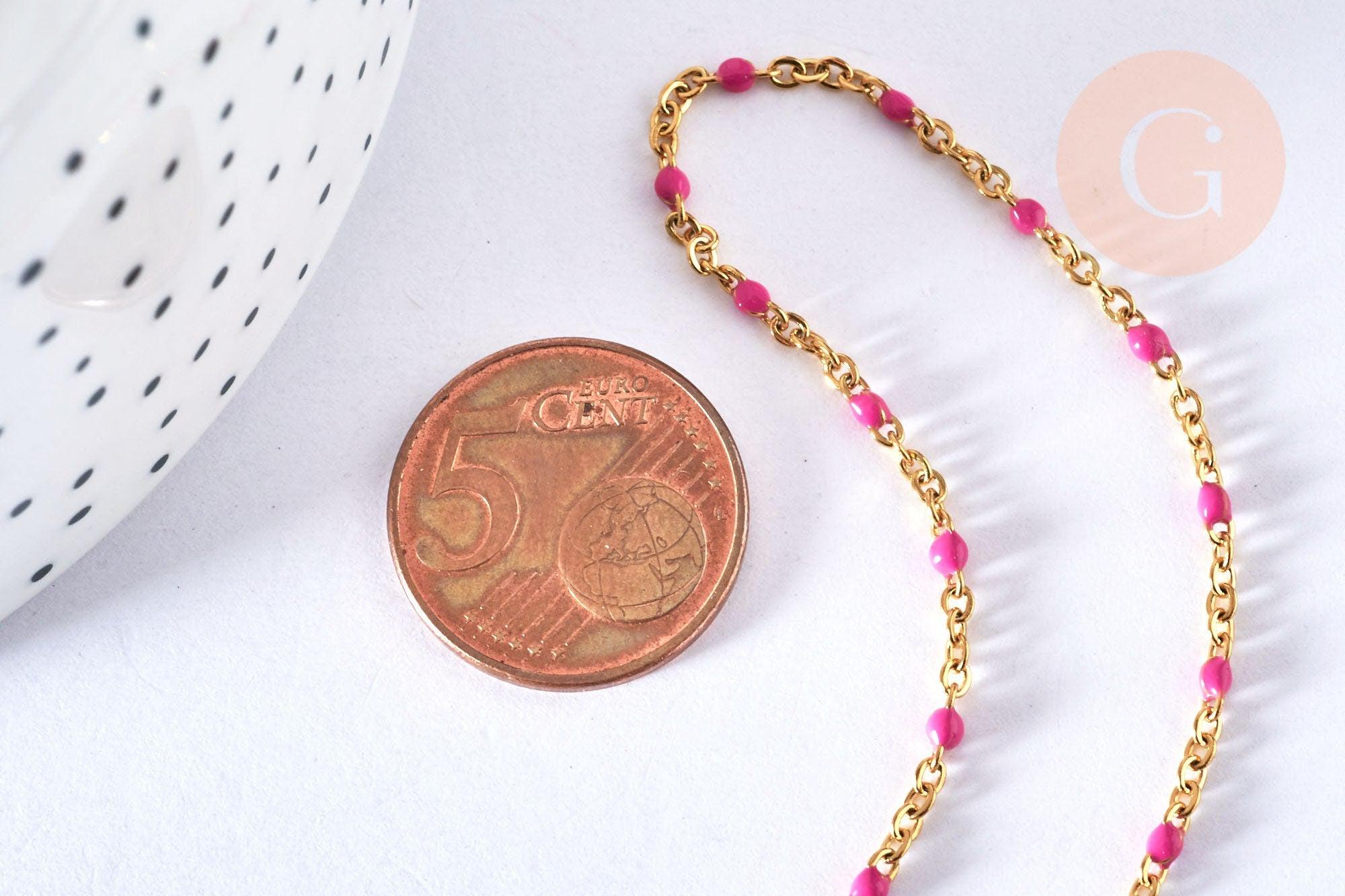 Gingerlily G4210 bracelet chaîne résine rose doré 20,5 cm