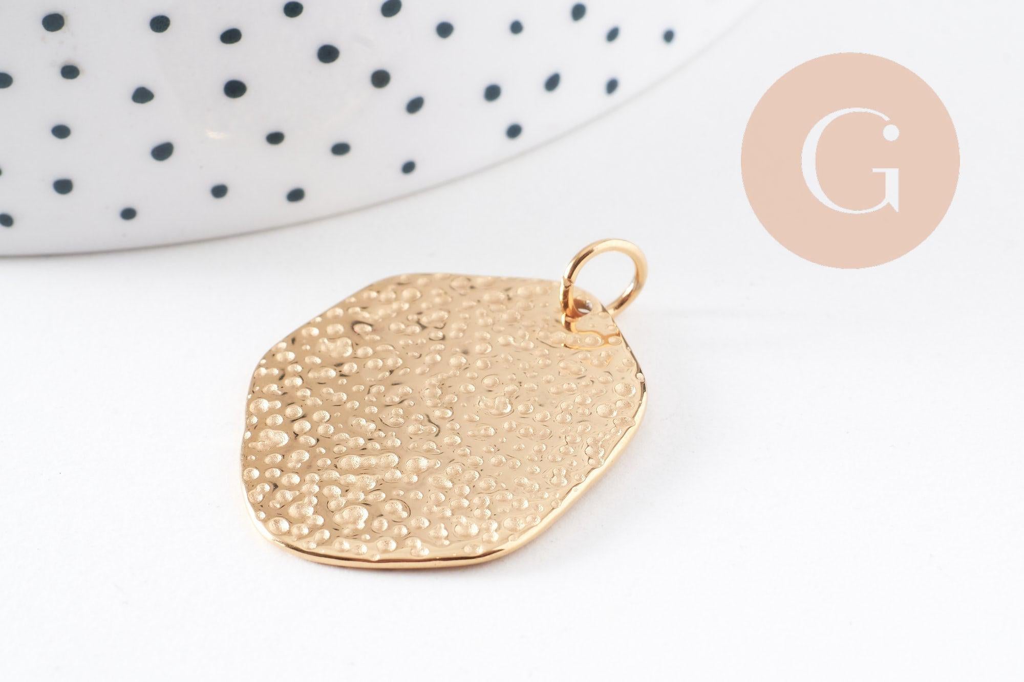 Gingerlily G10100 pendentif ovale martelé doré 32,5mm x1