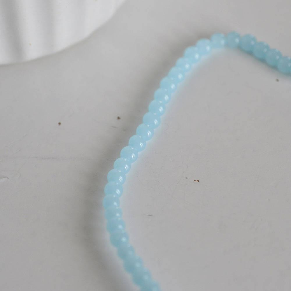 Gingerlily Perles DIY G861 perle ronde verre bleu 4mm fil 80 perles