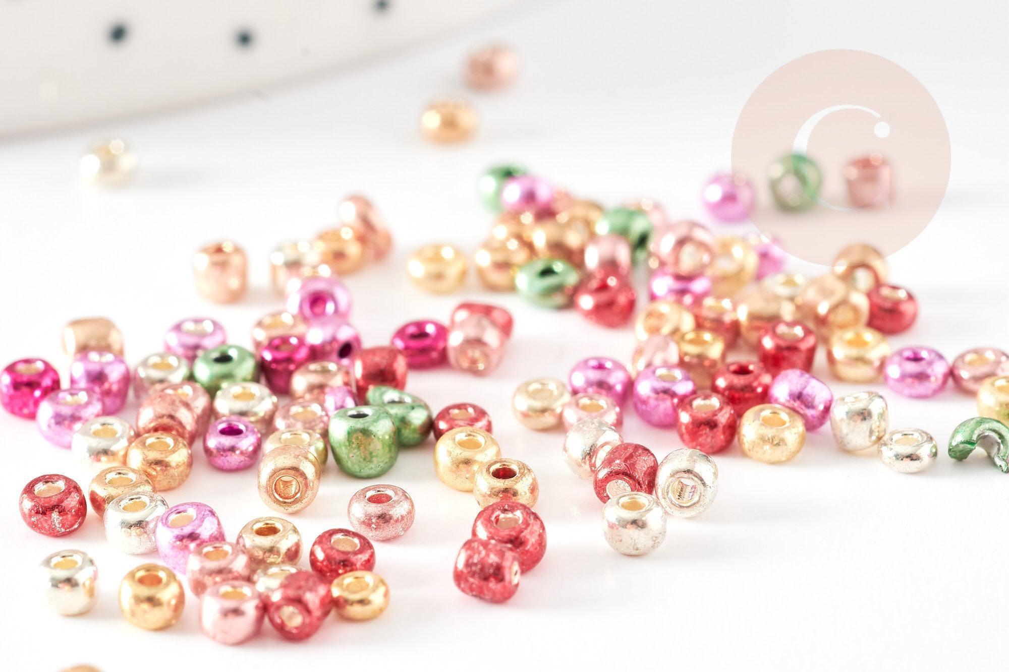 Gingerlily Perles rocaille verre multicolore 3mm 10gr