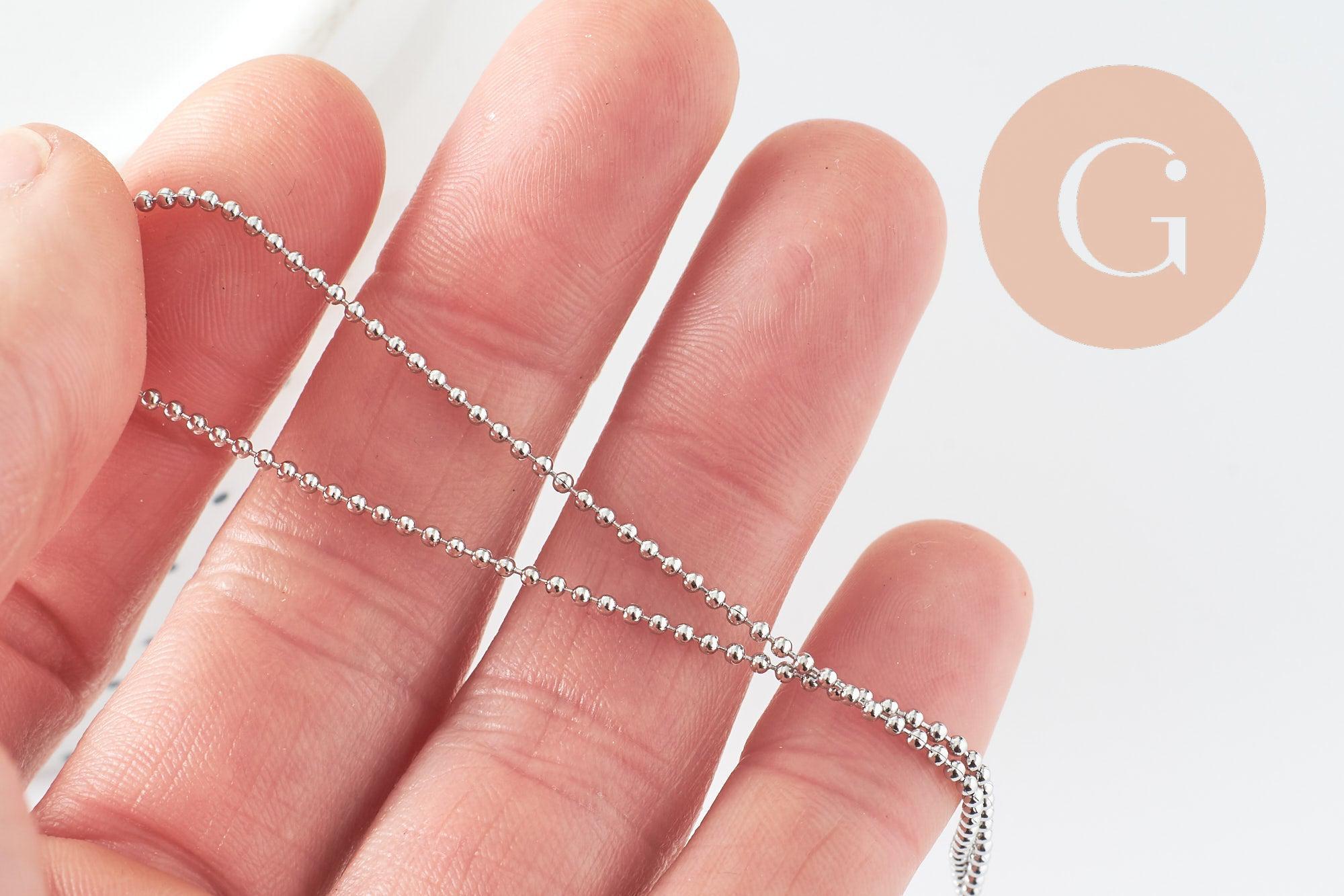 Gingerlily Chaînes Collier boule acier platine G9591 46,5cm