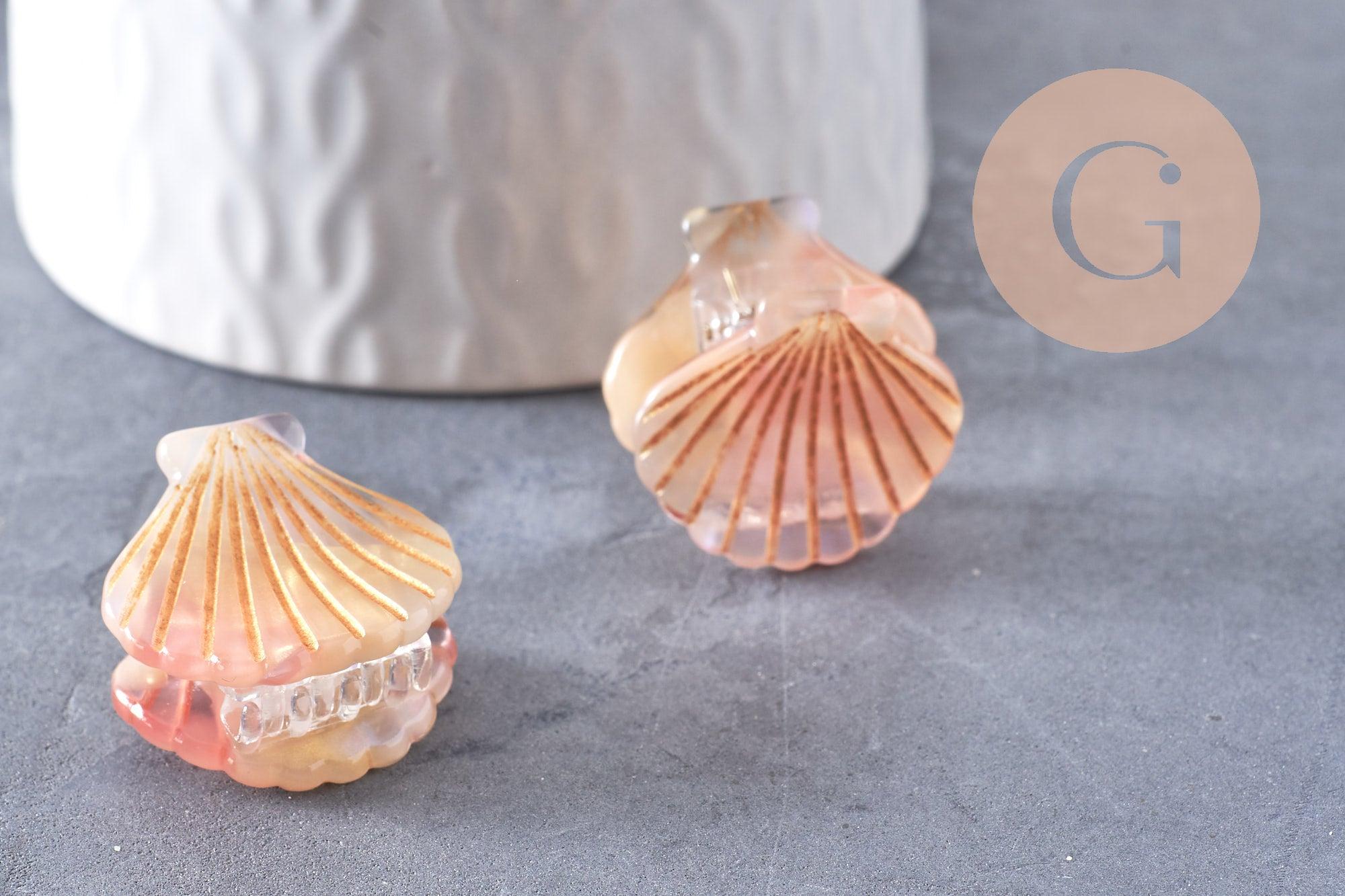 Gingerlily Perles pince cheveux acétate orange doré 26mm x1