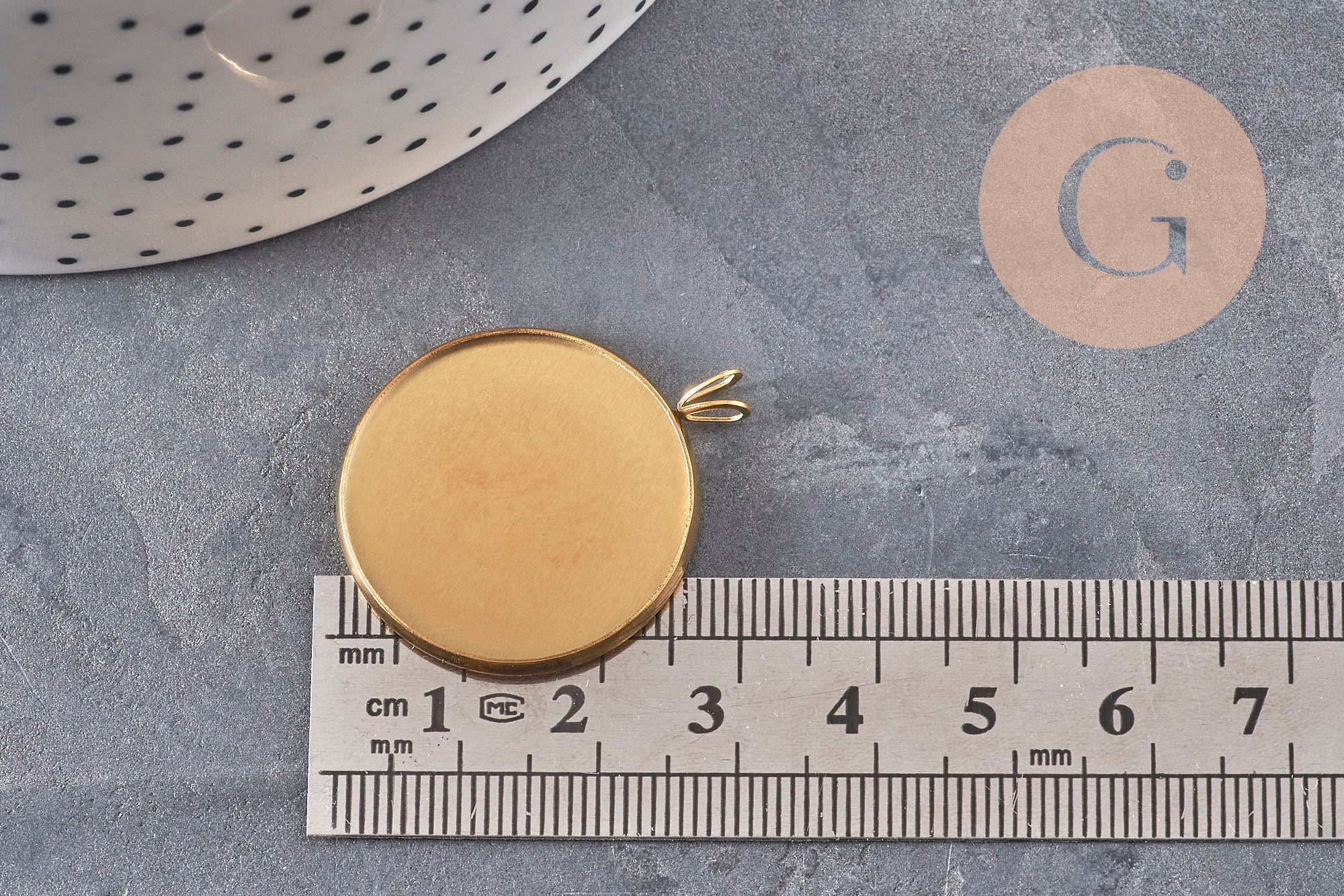 Gingerlily G11125 pendentif support cabochon acier doré 25mm