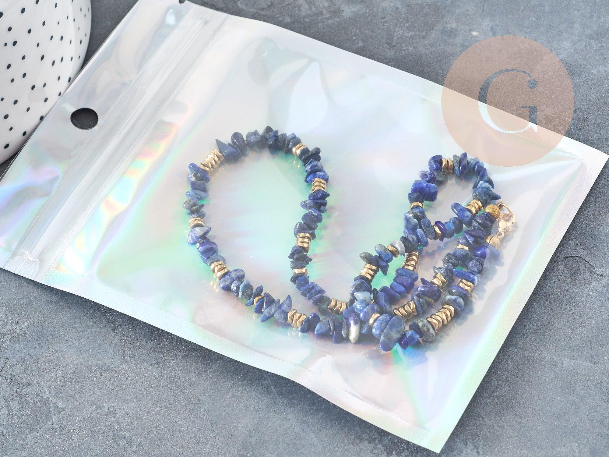 Gingerlily Sachet Zip G9037 gris holographique 10x7cm x5