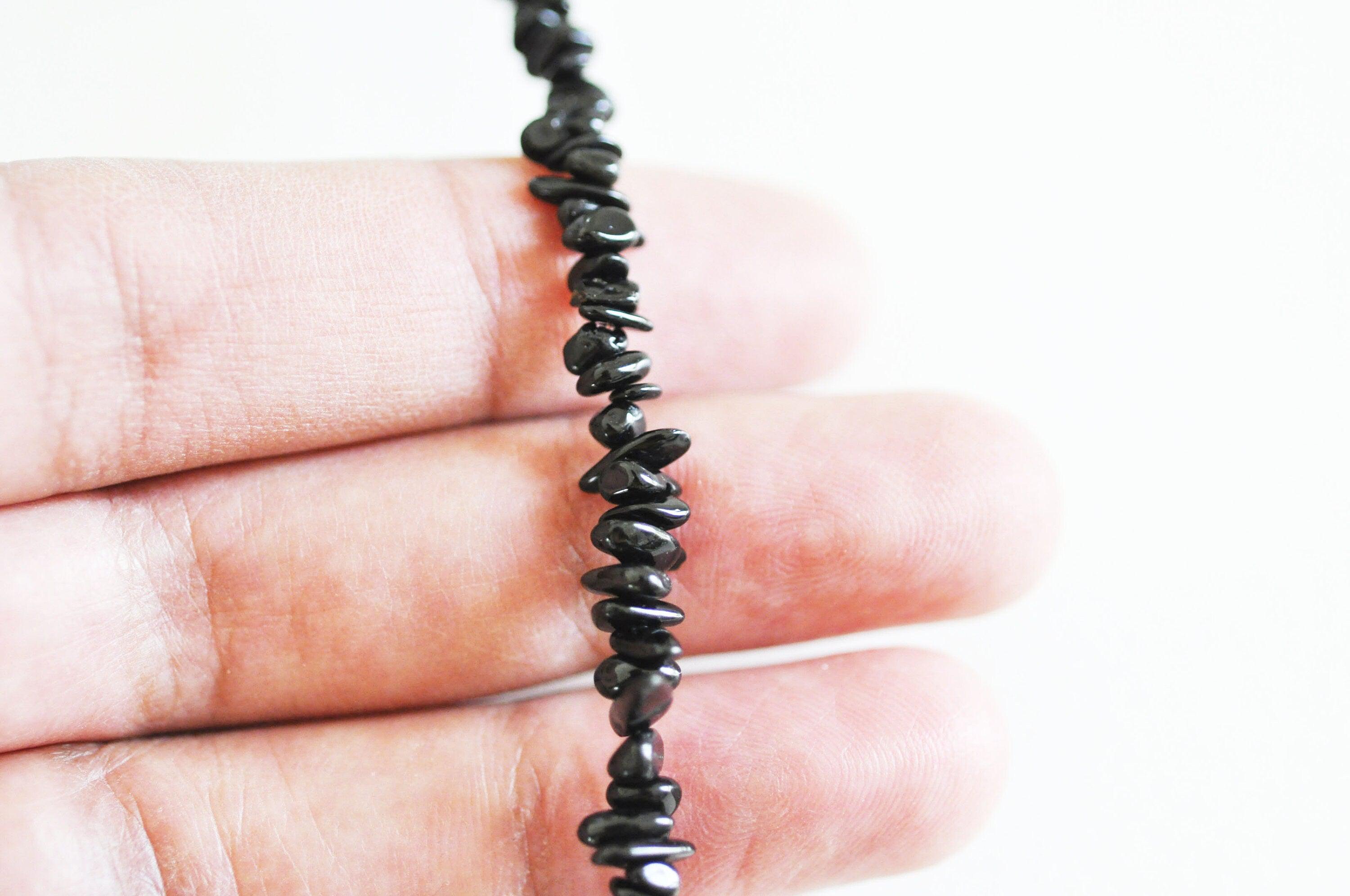 Gingerlily Perles chips tourmaline noire 3-8mm fil 78cm