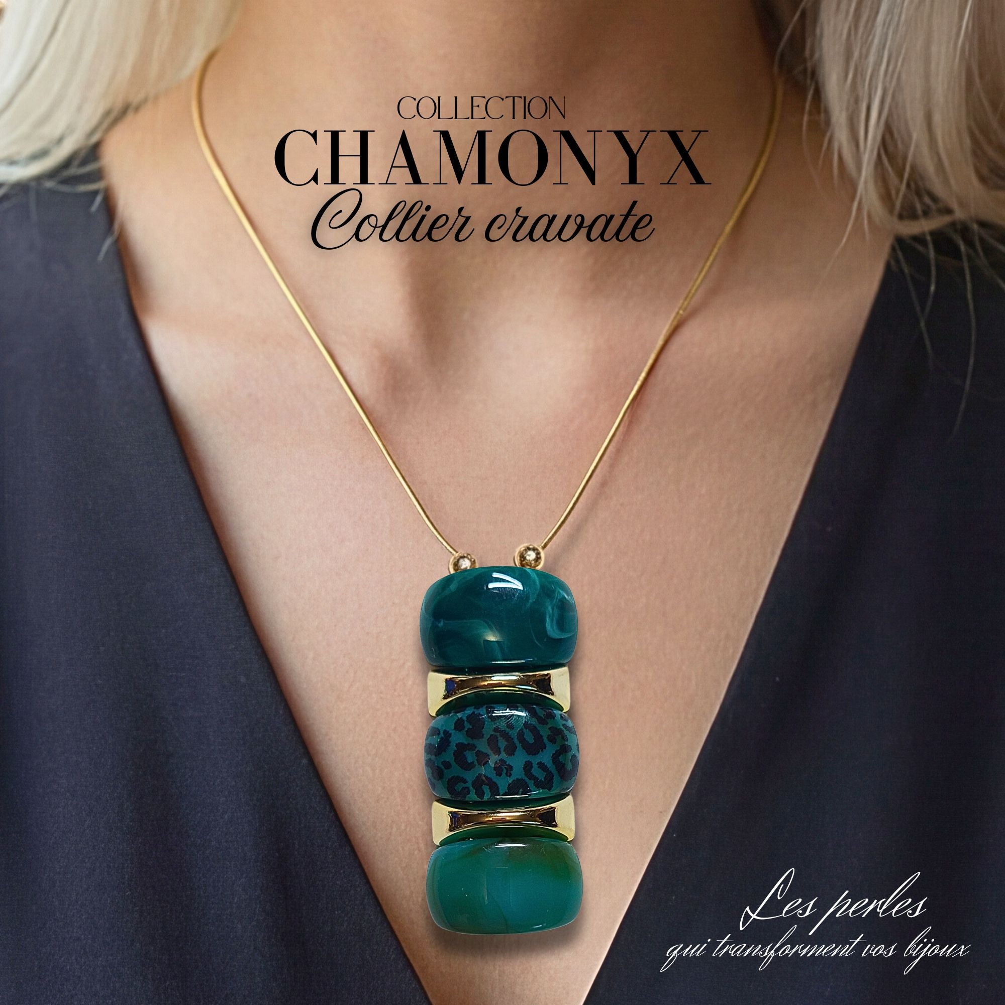 ARTSHOP Bijoux en KITS collier CHAMONYX Teal cordon 70cm