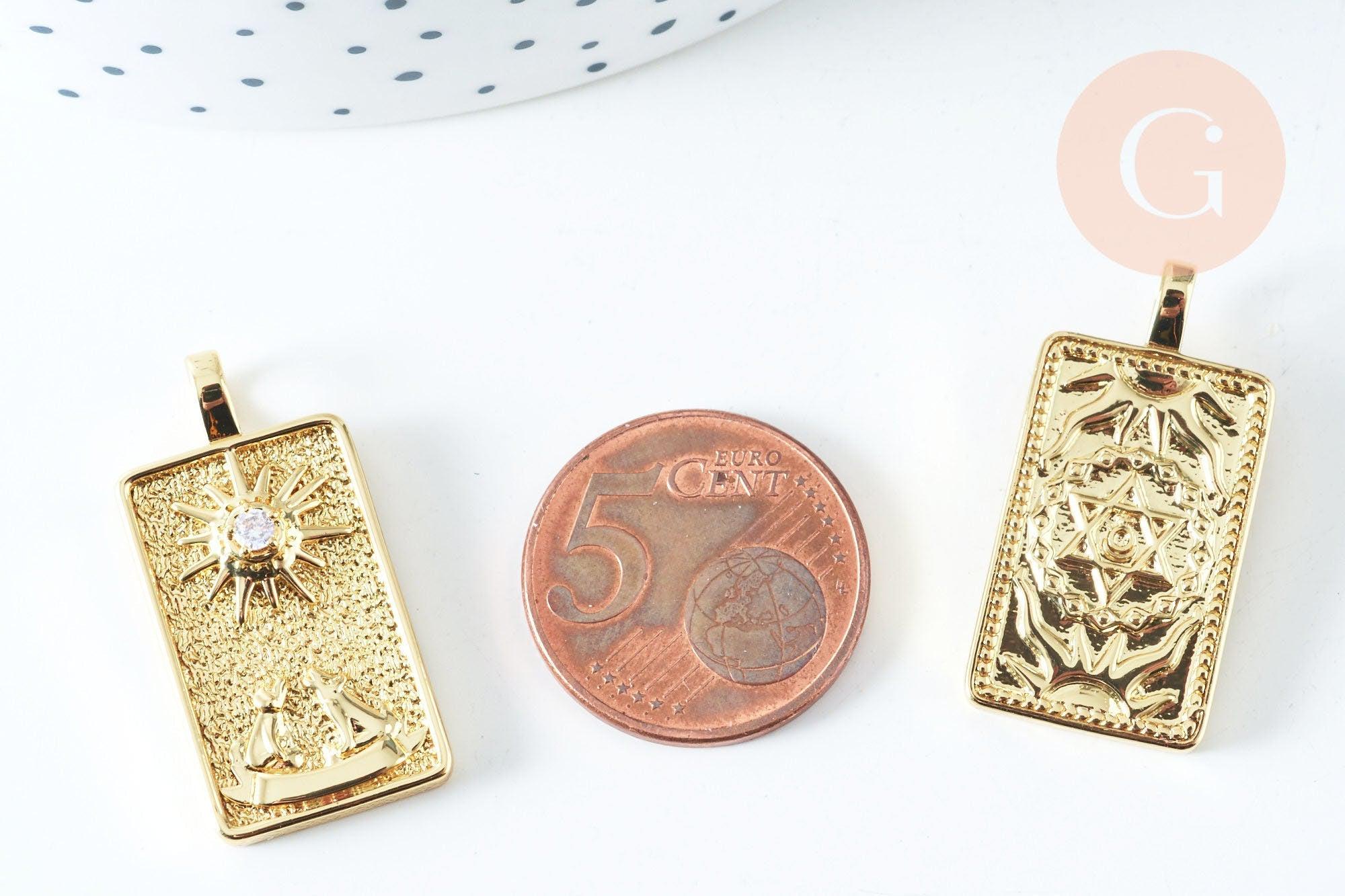Gingerlily G6423 pendentif tarot La Lune laiton doré 30mm