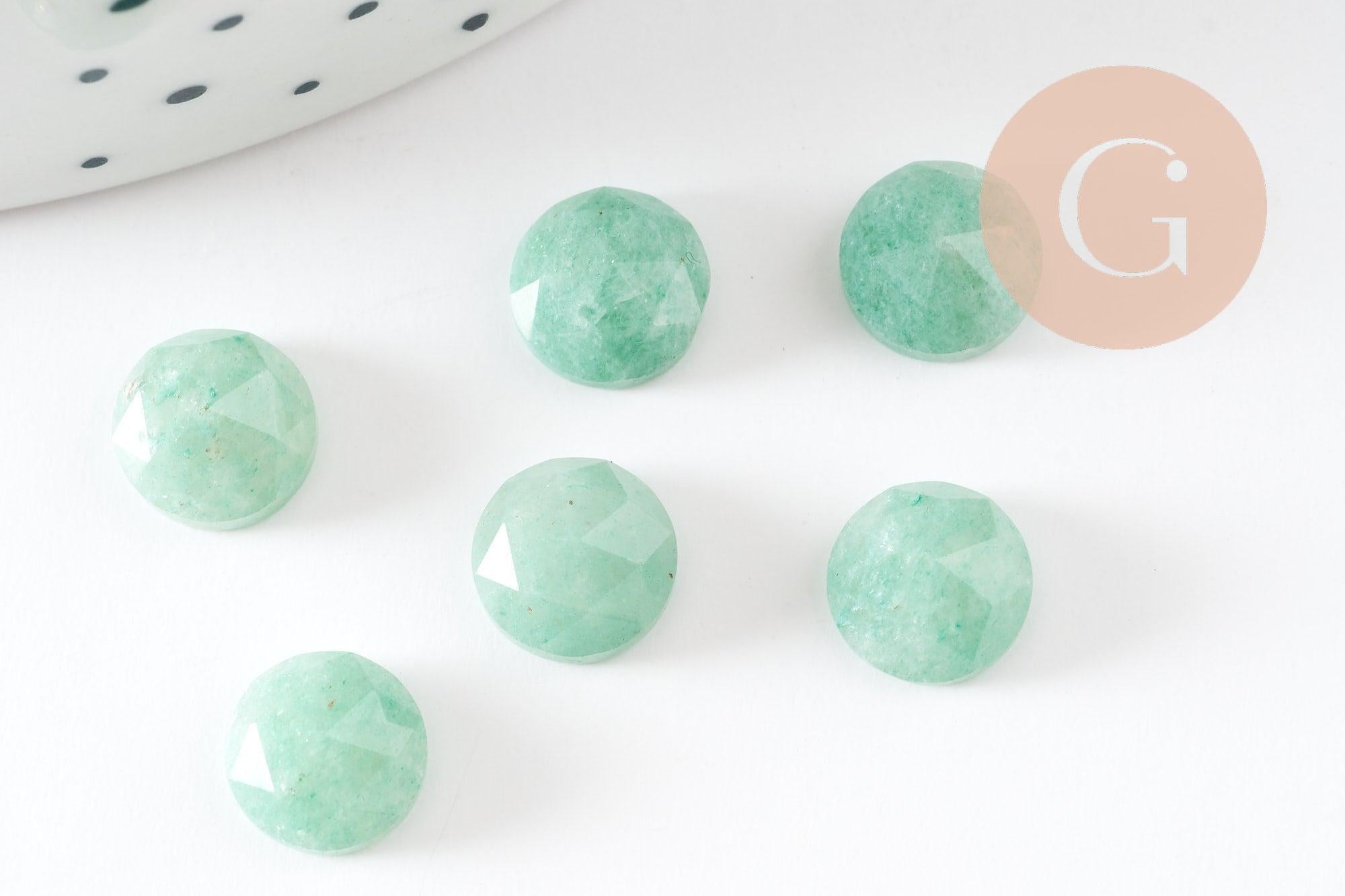 Gingerlily Cabochon rond aventurine naturelle facetté 7.5mm x1