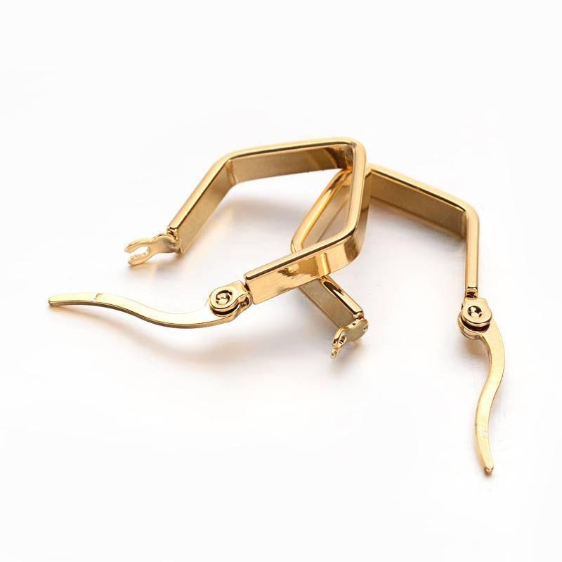 Gingerlily Créoles géométriques acier doré 21mm paire