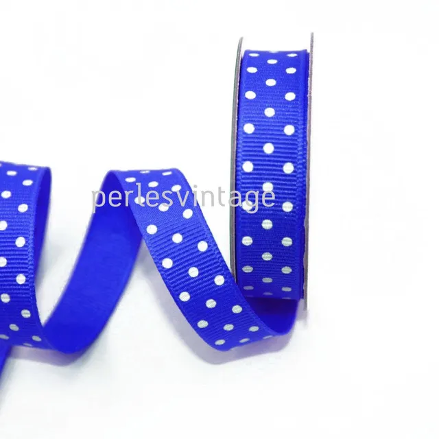 Gingerlily Cordons G2160 ruban gros grain bleu roi pois 1cm