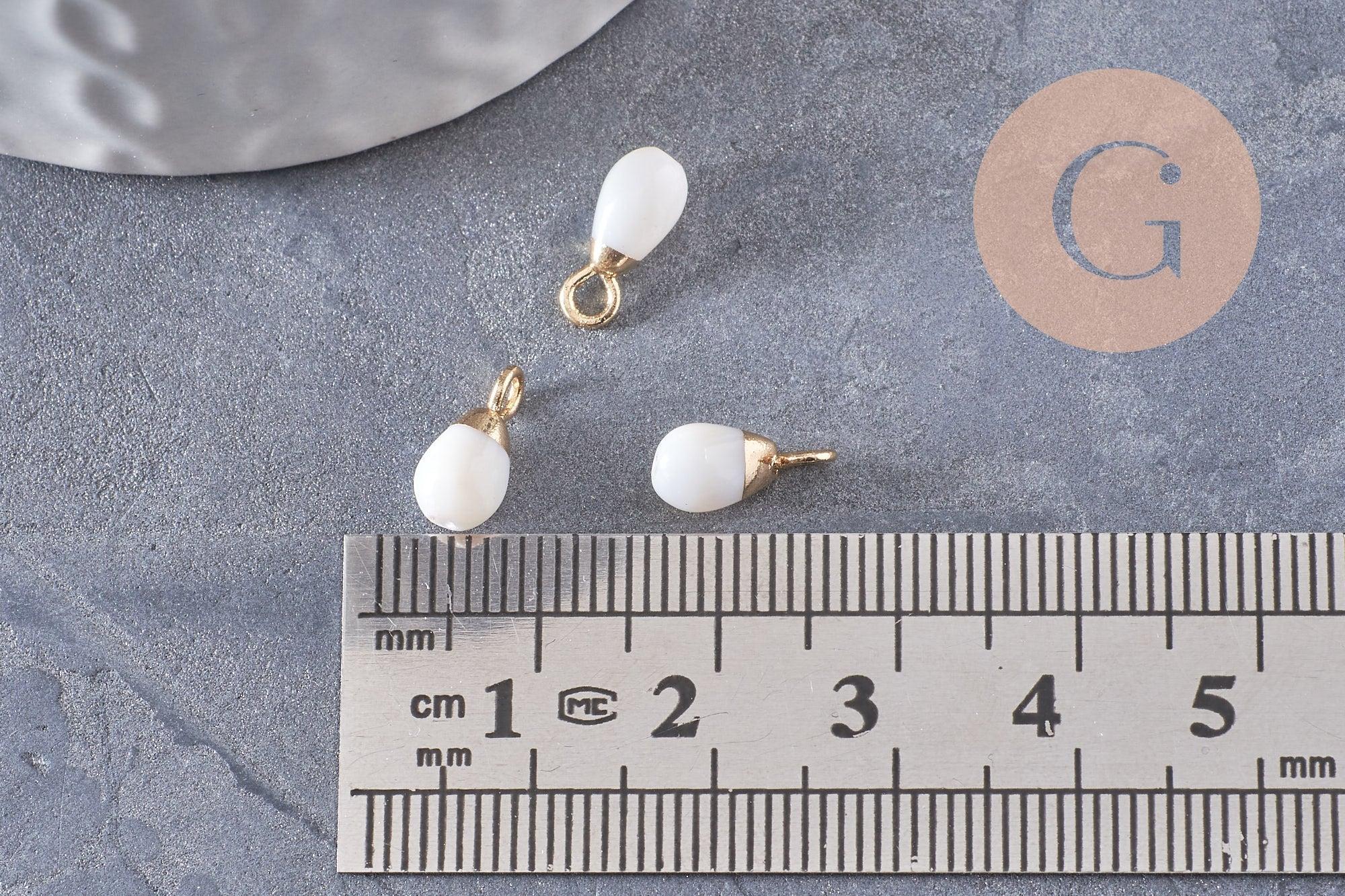 Gingerlily pendentif goutte nacre blanche 11 mm lot 2 doré