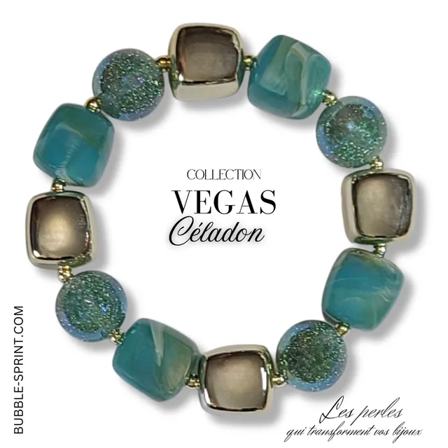 ARTSHOP Vegas bracelet Céladon monté élastique 5,5 cm