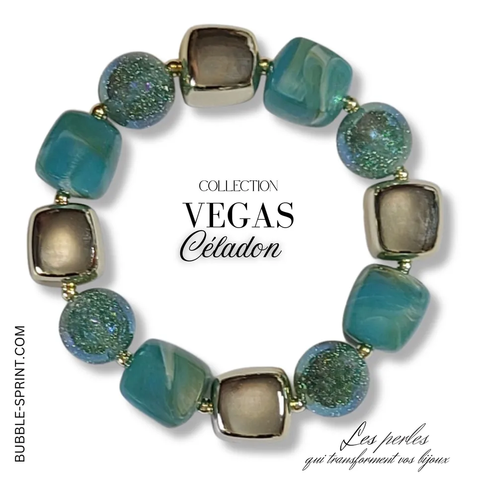 ARTSHOP Vegas bracelet Céladon monté élastique 5,5 cm