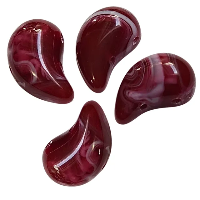 ARTSHOP Magatama 5 Perle bordeaux marbré 21mm x1