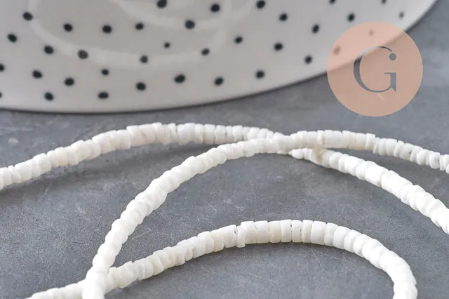 Gingerlily Perles DIY G11092 perle heishi coquillage blanc 3-4mm