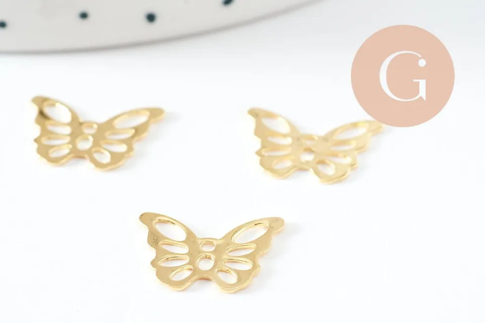 Gingerlily G9664 pendentif papillon acier doré 10,5mm x5