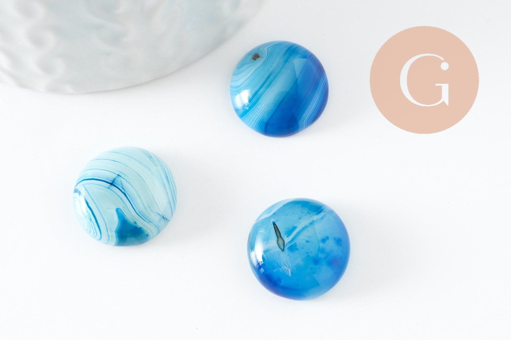 Gingerlily cabochon rond agate bleue 16mm x1