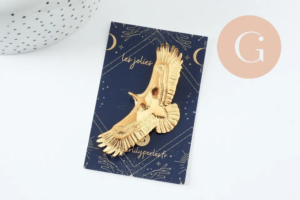 Gingerlily aigle G9746 broche acier doré 30mm x1