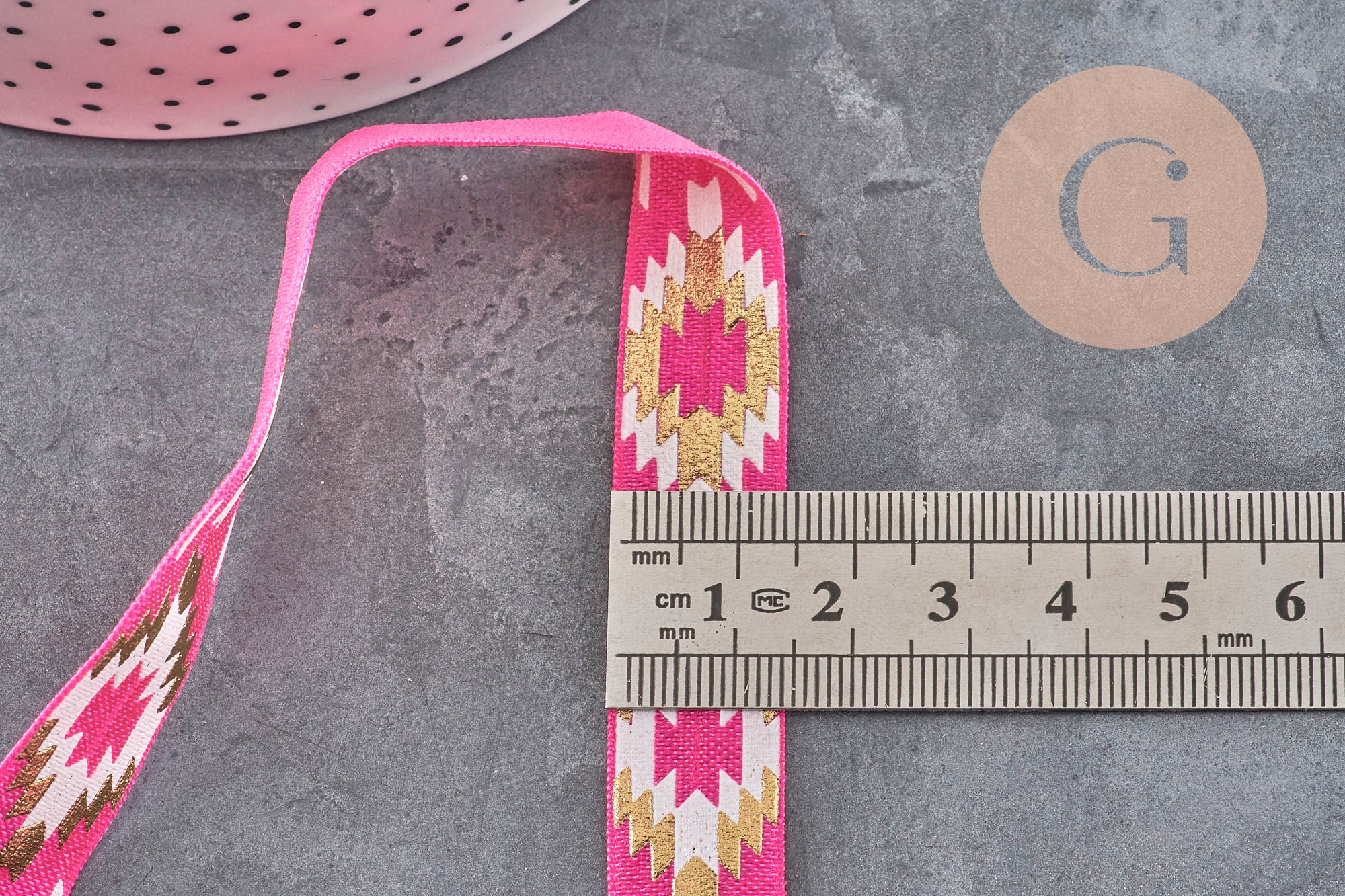 Gingerlily Cordons Ruban G1809 élastique aztèque rose or 16 mm