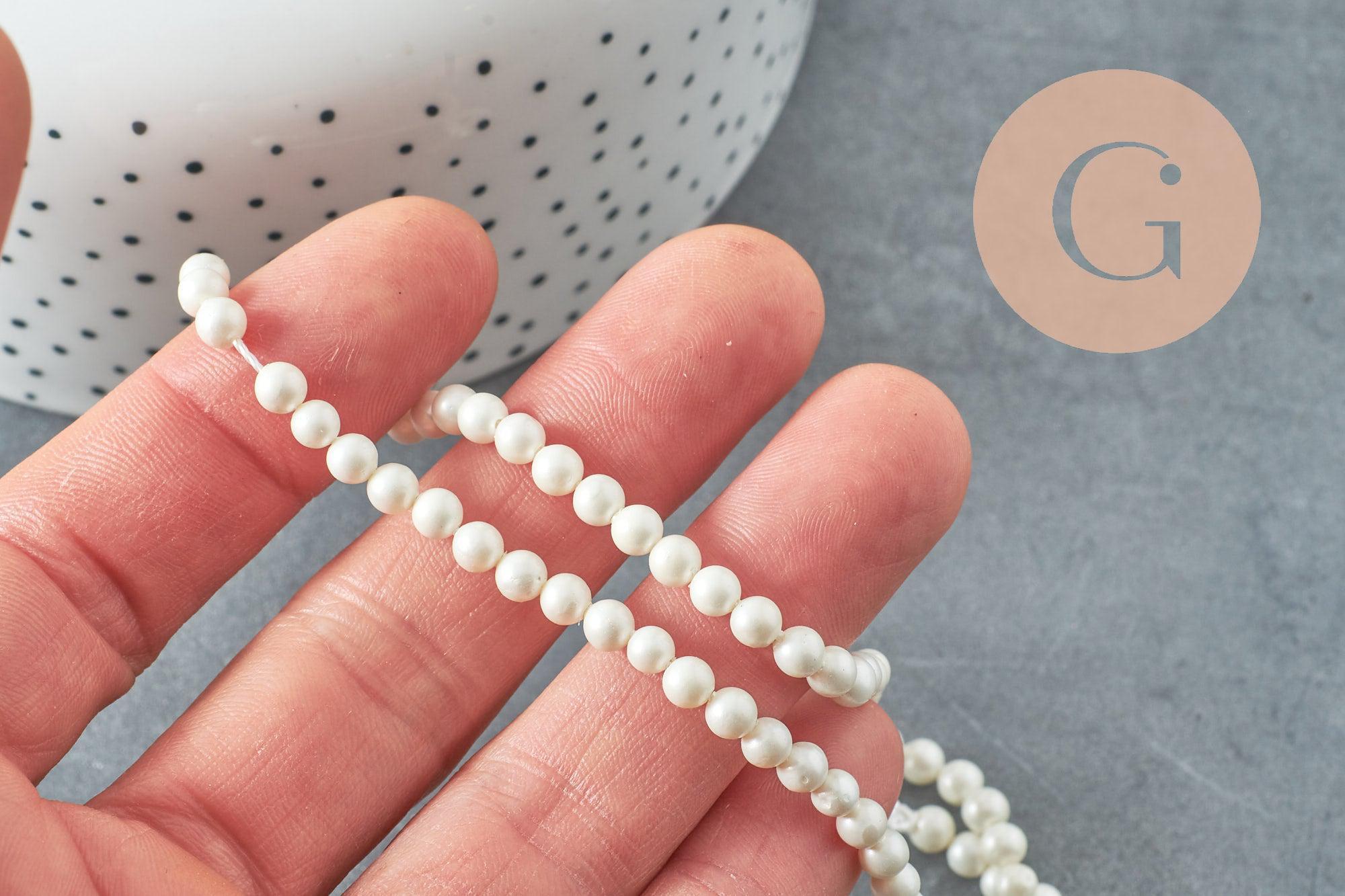 Gingerlily G10132 perles rondes nacre blanche 4mm fil 40cm