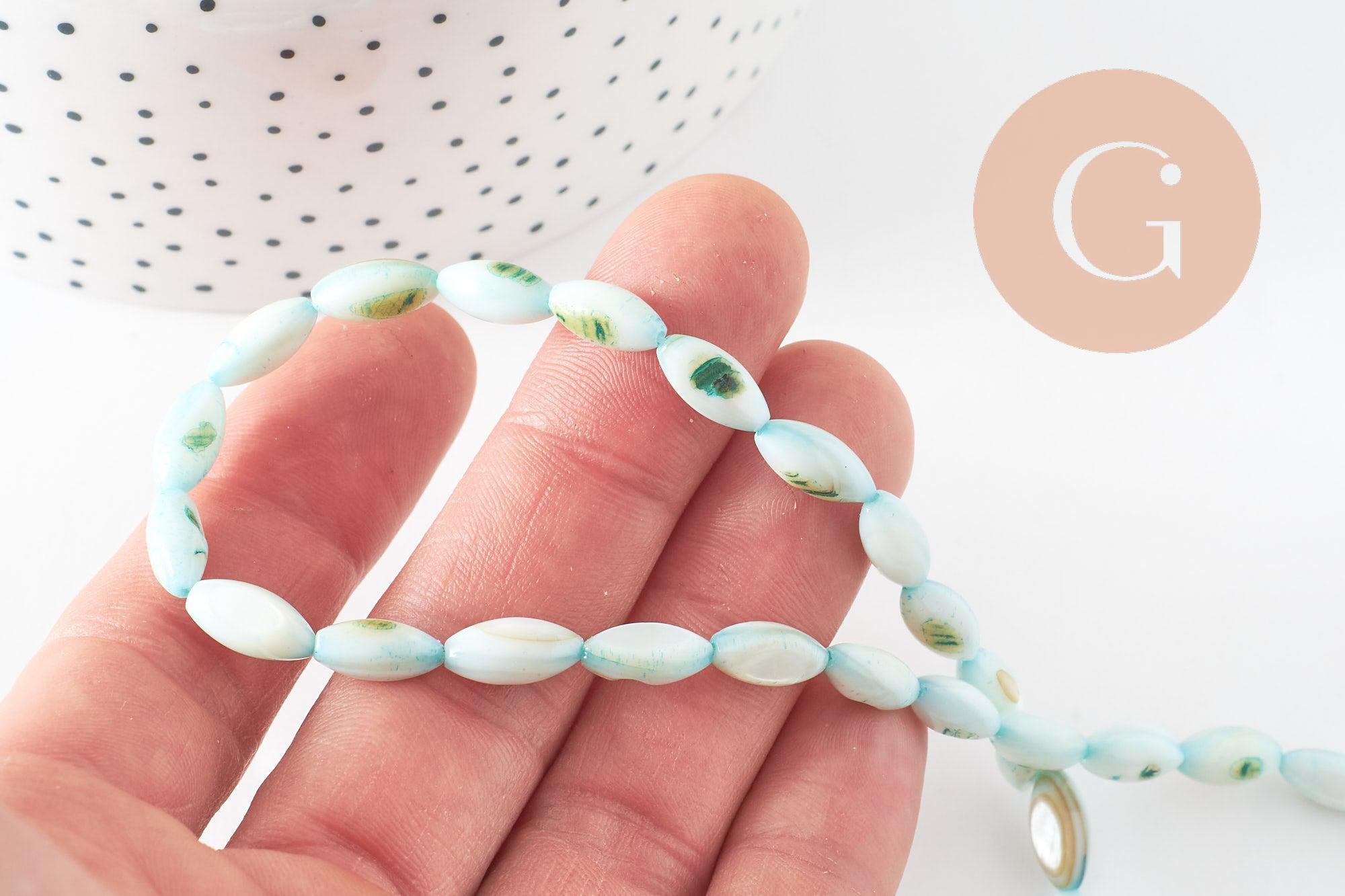 Gingerlily G9692 Fil perles nacre turquoise grain riz 38cm