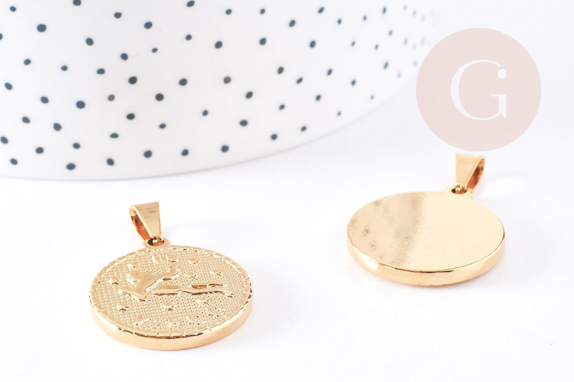 Gingerlily Bijoux G6113 médaille Vierge acier doré à graver