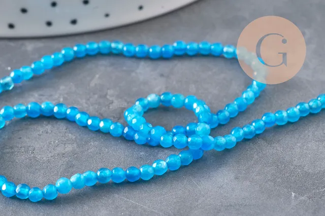 Gingerlily Agate G11096 perles bleu vif 3 mm fil 38 cm