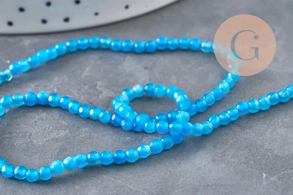 Gingerlily Agate G11096 perles bleu vif 3 mm fil 38 cm