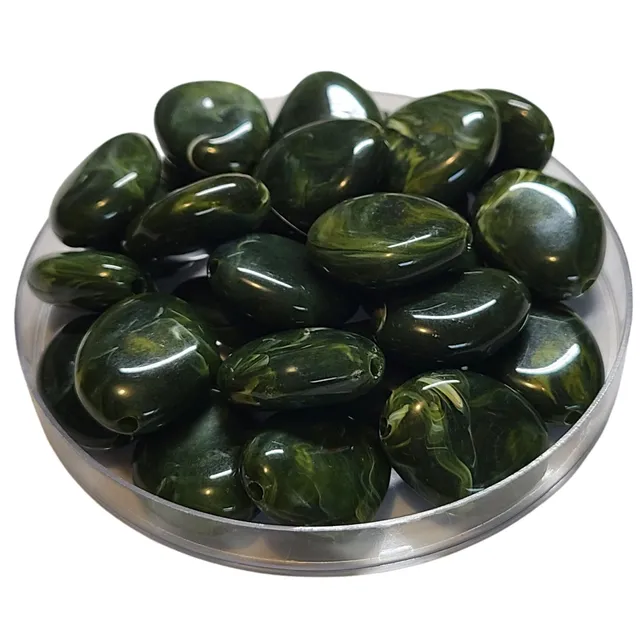 ARTSHOP Galets TIKA 27 perle galet vert mousse marbré x1