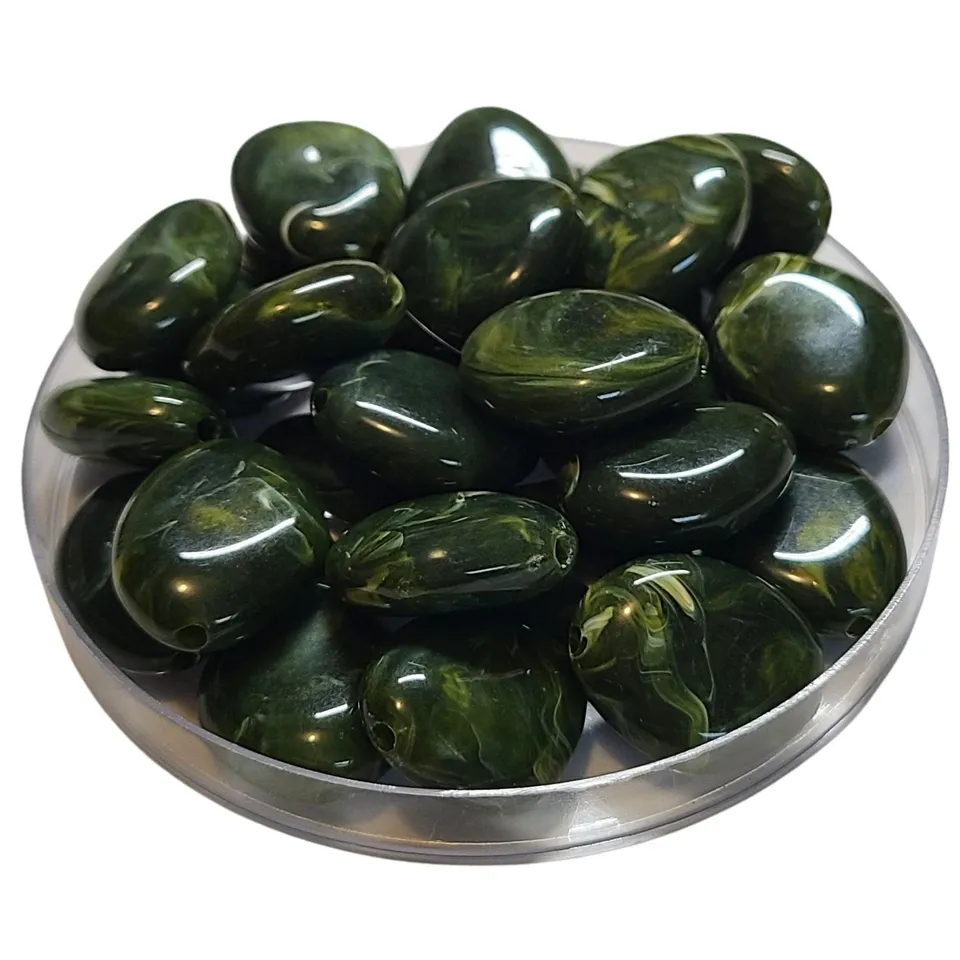 ARTSHOP Galets TIKA 27 perle galet vert mousse marbré x1