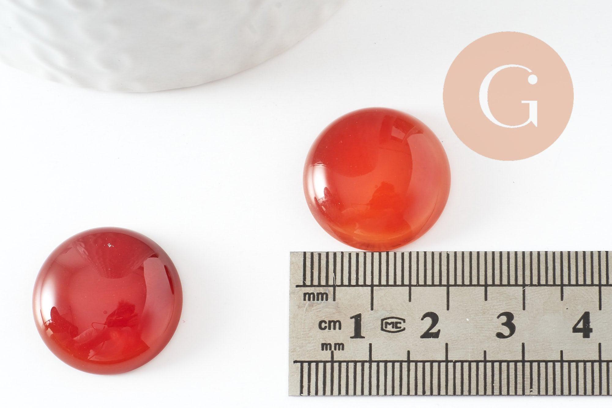 Gingerlily Perles cabochon agate orange 20mm pierre ronde
