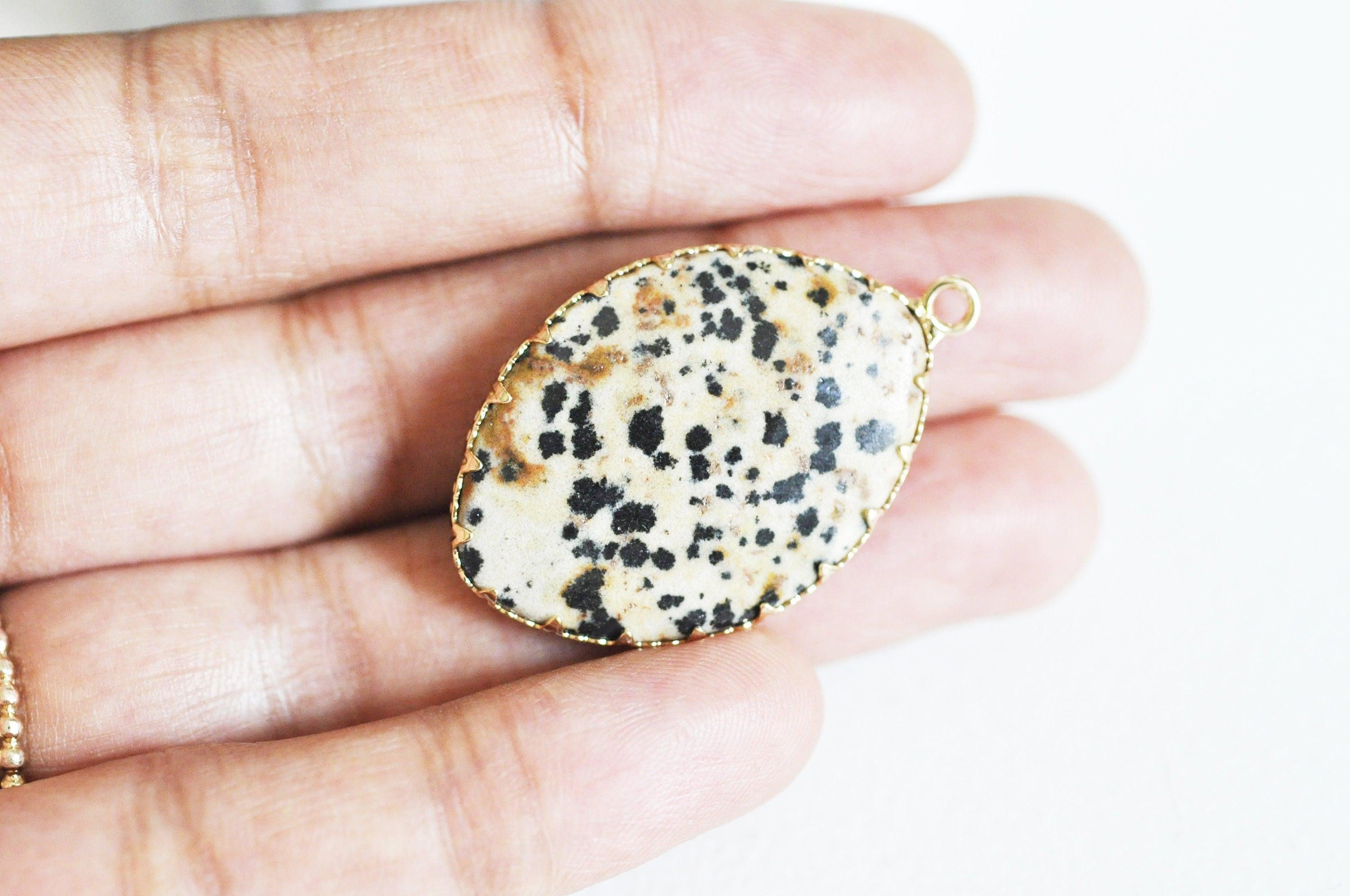 Gingerlily Pendentifs pendentif goutte jaspe dalmatien 40mm G9064