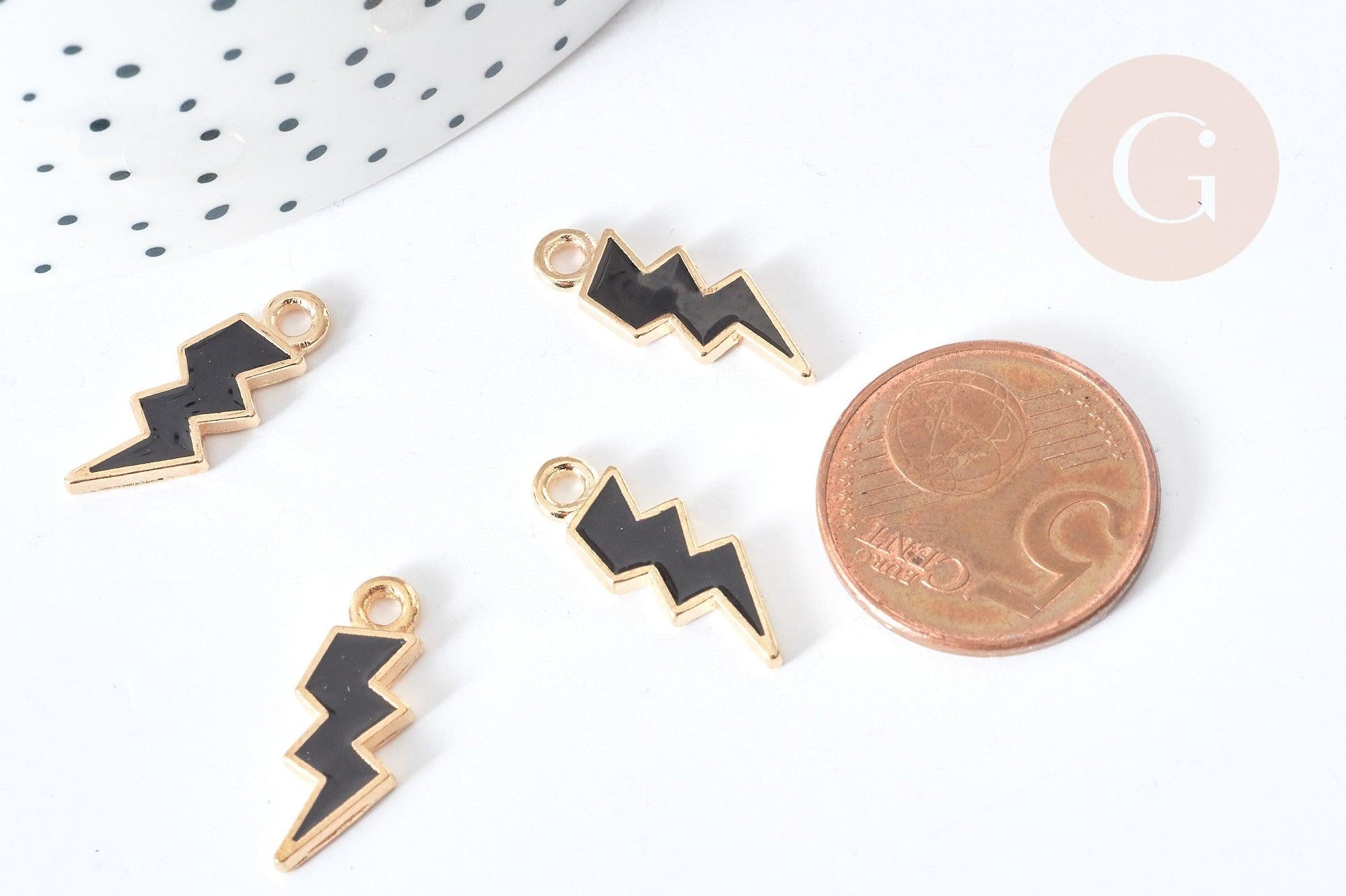 Gingerlily Pendentifs G8092 pendentif éclair noir doré x5