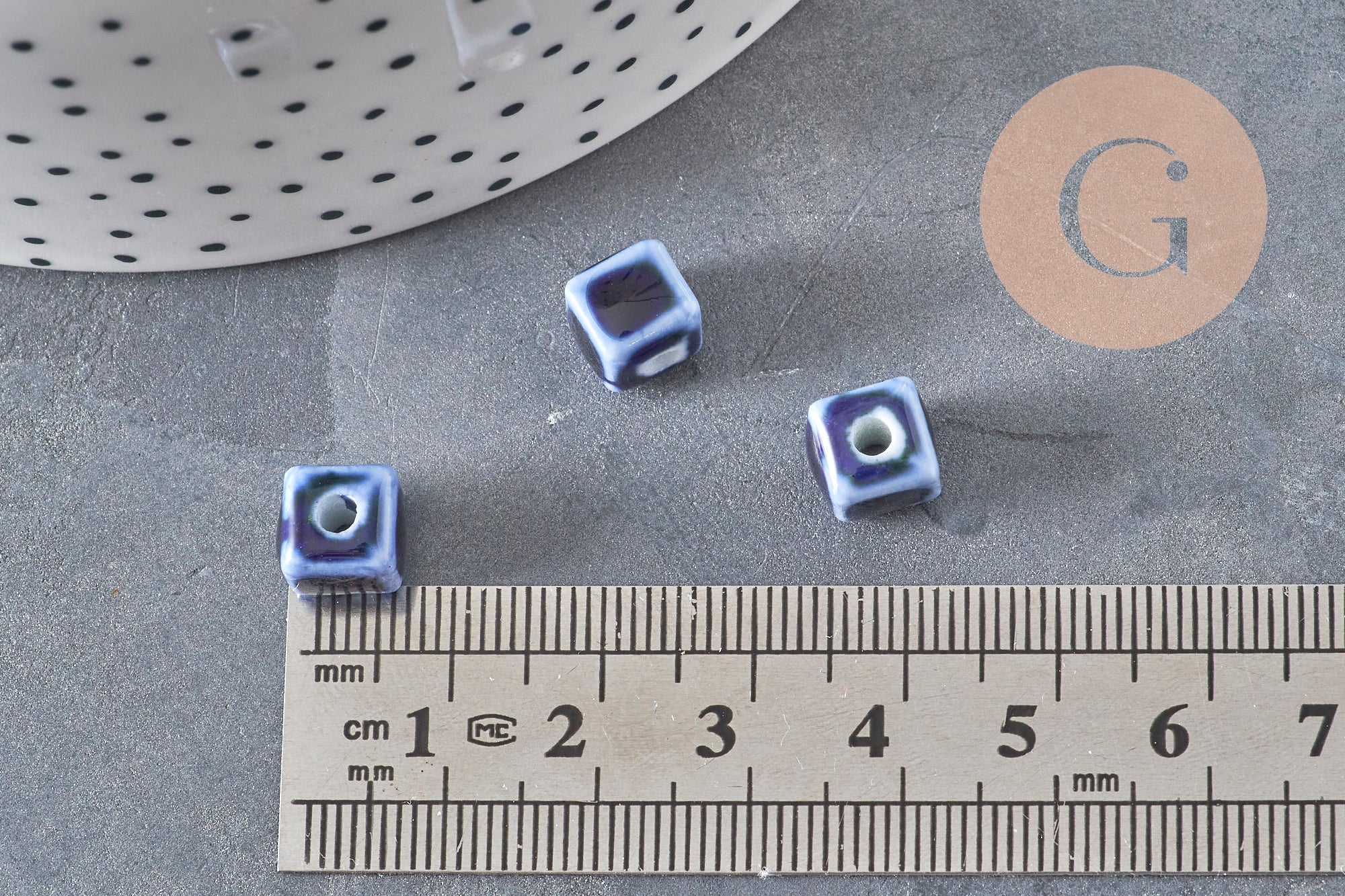 Gingerlily Perles DIY G11239 cube céramique bleu roi 8mm x5