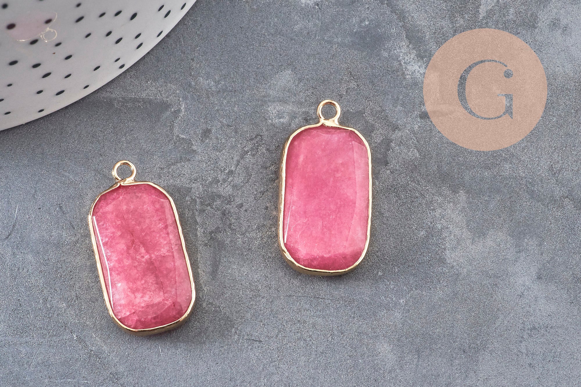 Gingerlily Pendentifs Pendentif rectangle jade rose 31mm x1
