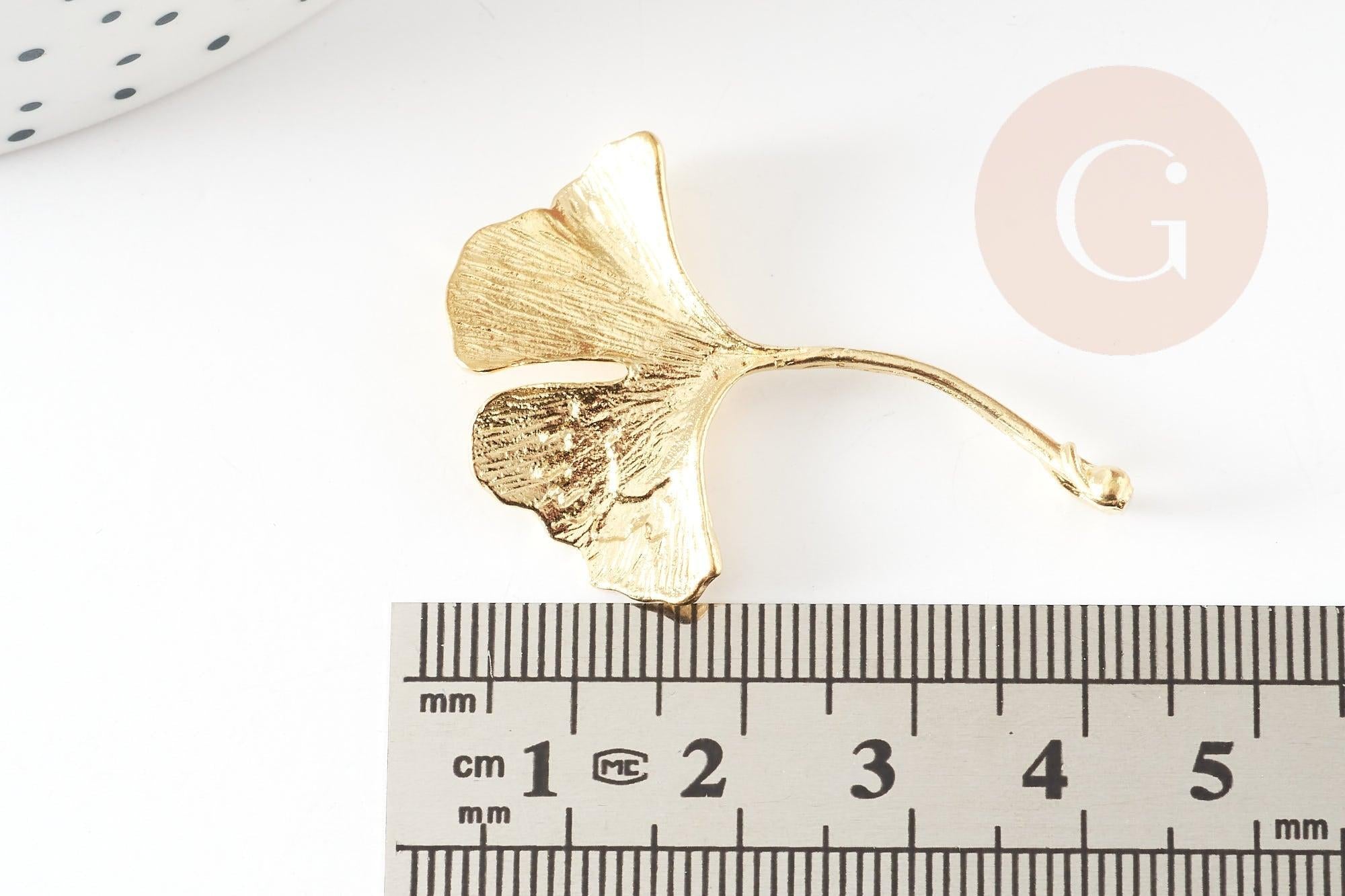 Gingerlily Pendentifs G9266 pendentif feuille ginkgo laiton brut 43mm