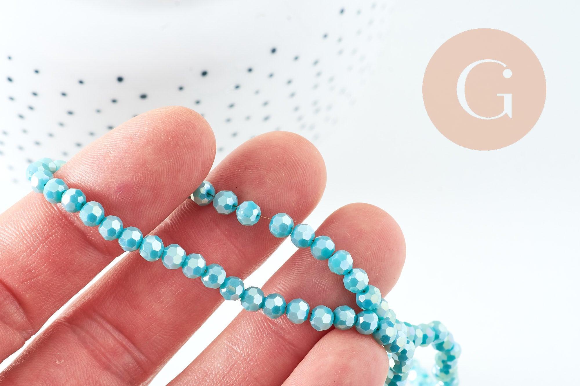 Gingerlily Perles cristal G10725 perles turquoise irisé 4mm fil