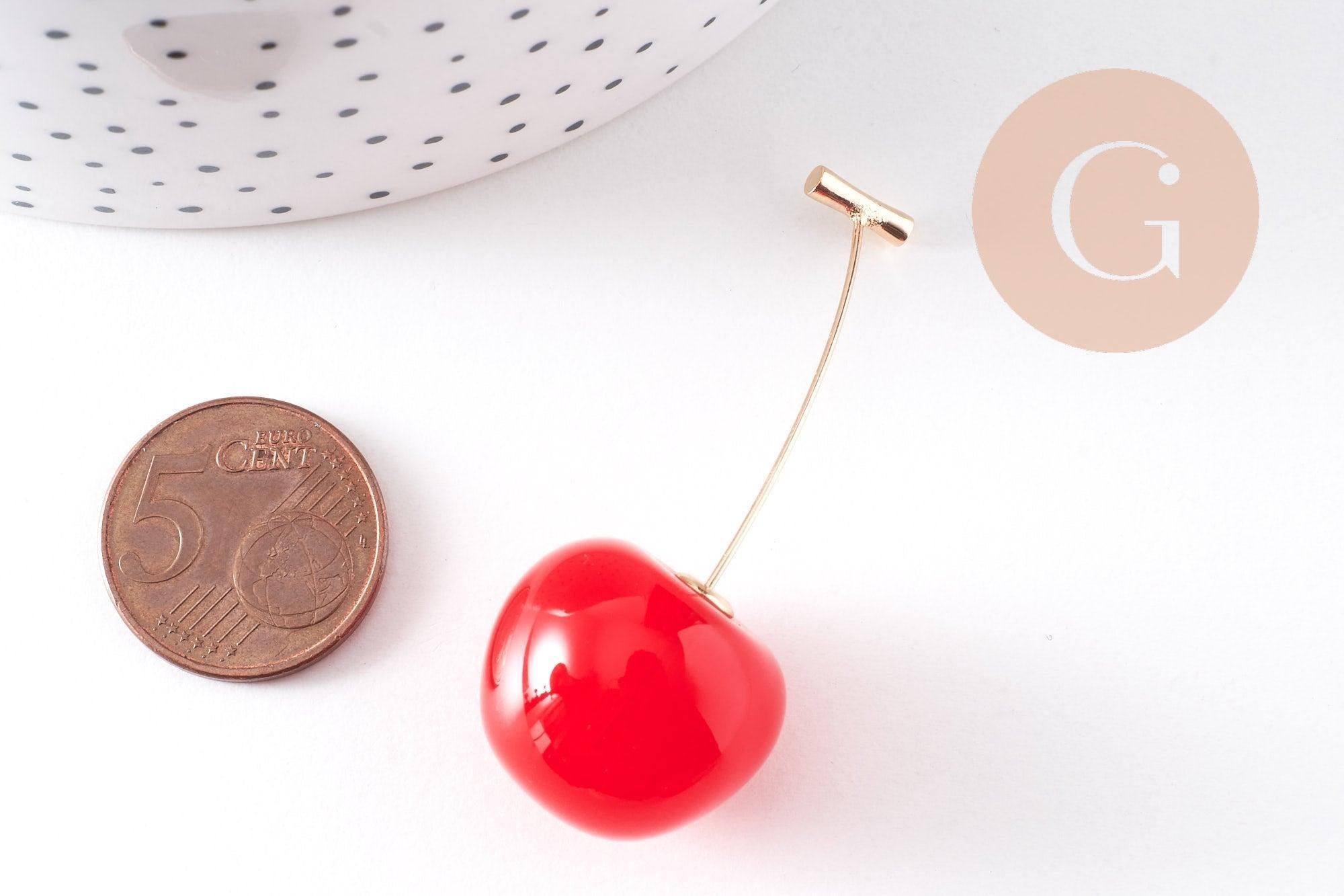 Gingerlily Boucles cerise résine rouge doré 50 mm la paire