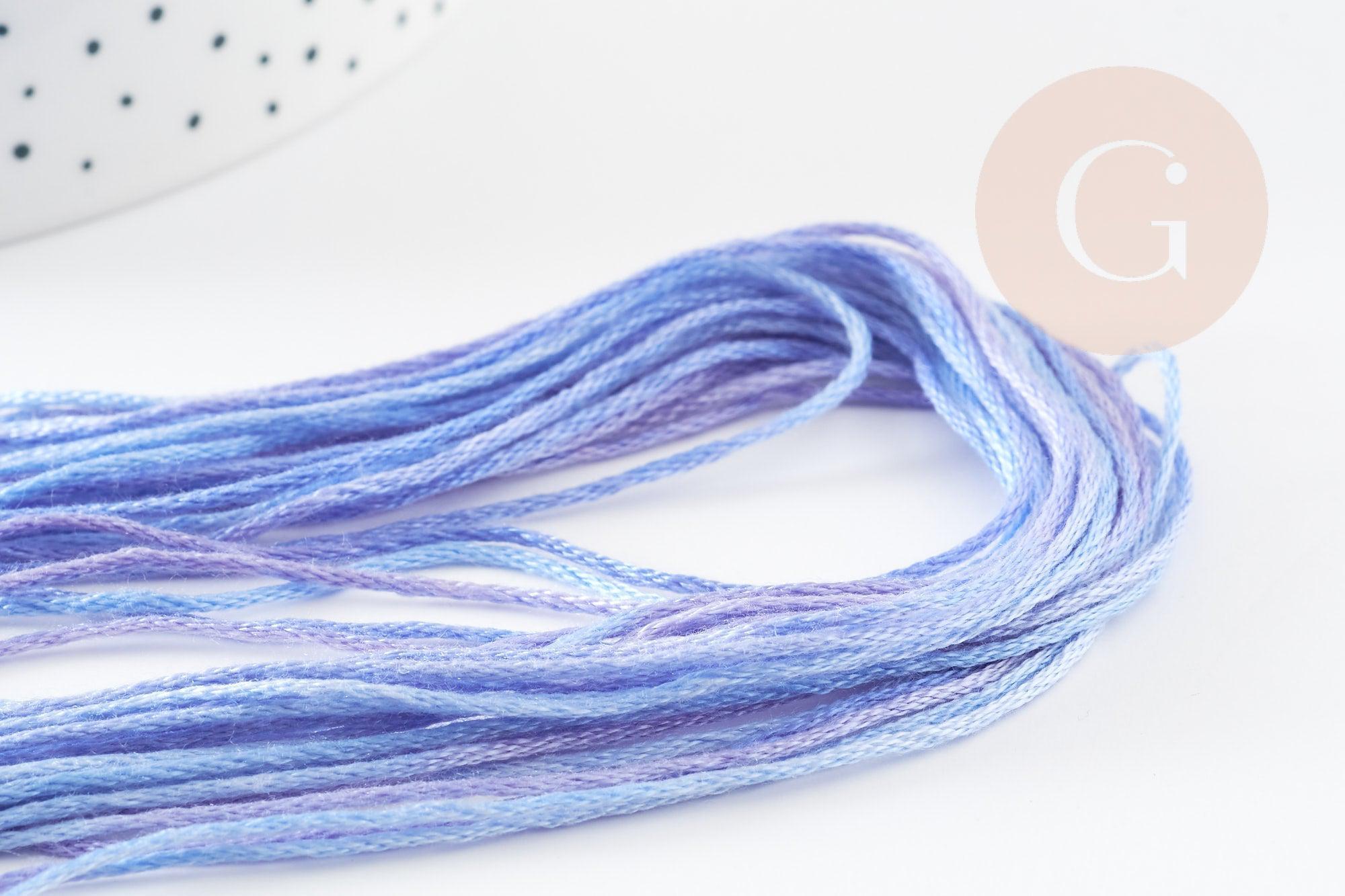 Gingerlily Cordons DIY Fil à broder dégradé bleu violet 8 m