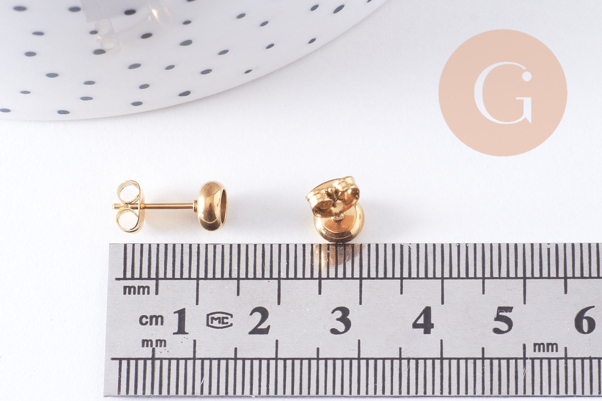 Gingerlily Clous puces cabochon 4mm doré acier x10
