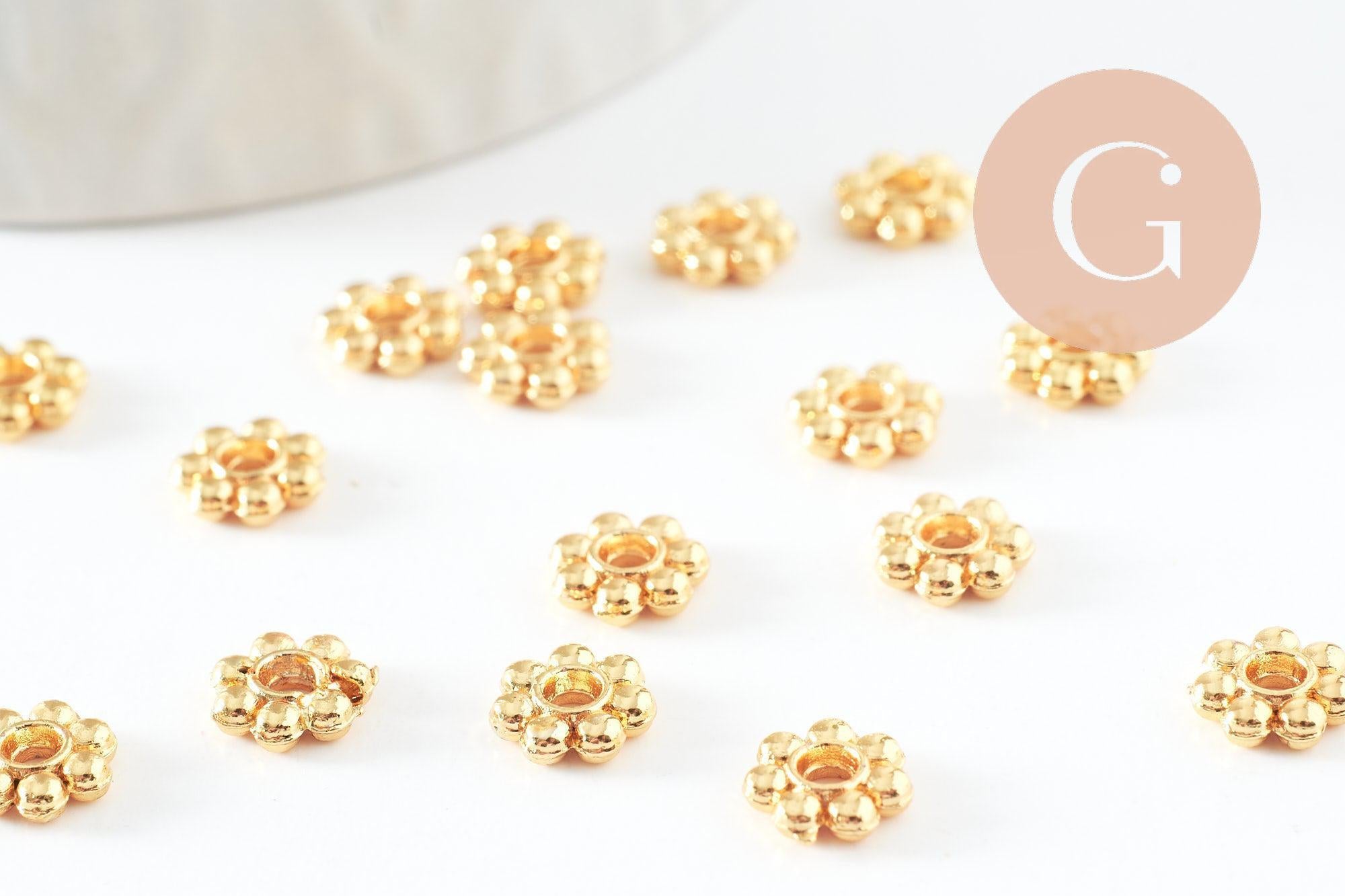 Gingerlily G9542 perles rondelles fleurs dorées 7,5mm x20