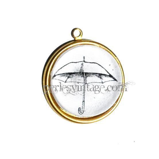Gingerlily Pendentif Parapluie doré laiton sautoir pluie