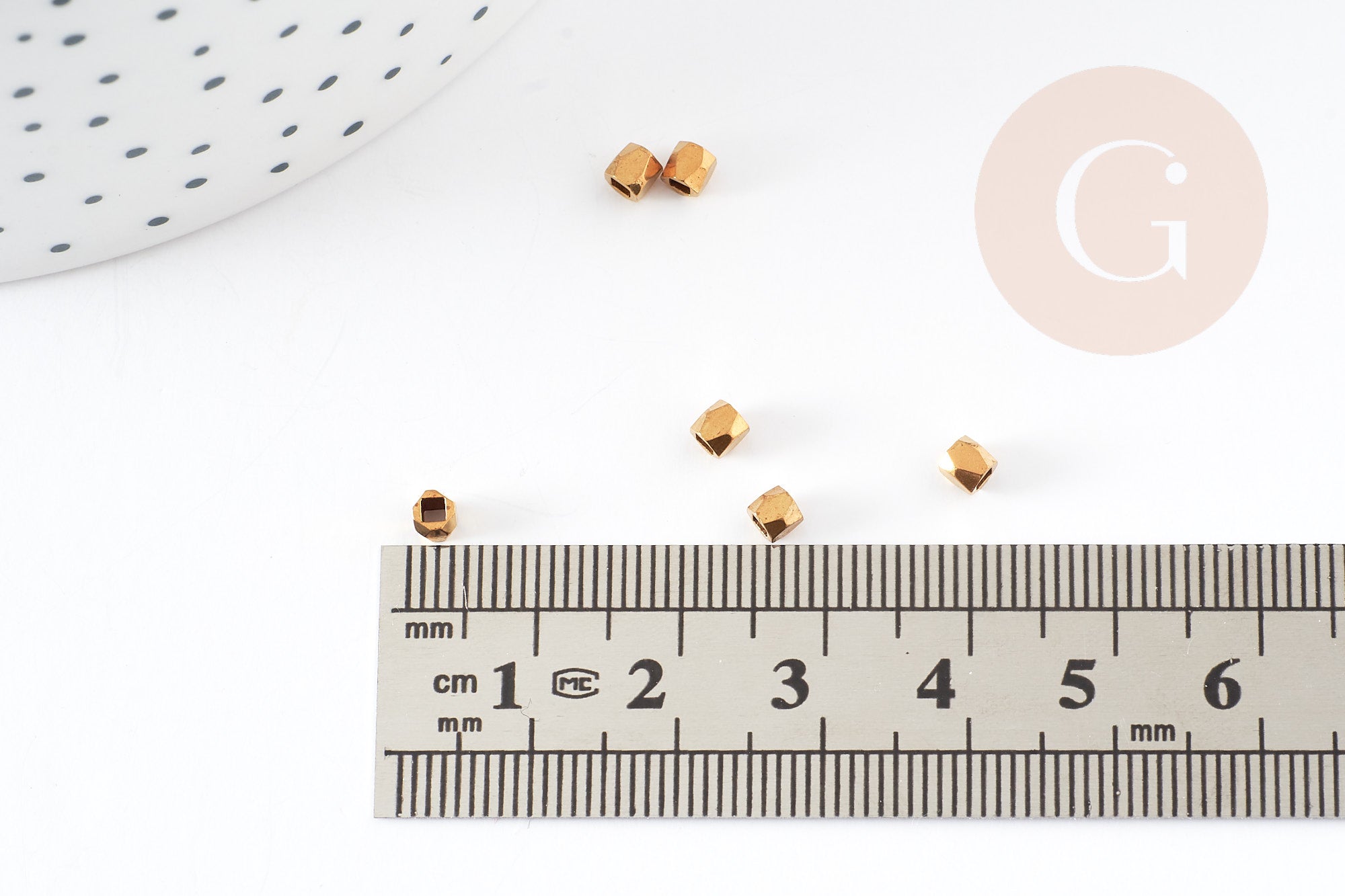 Gingerlily Perles Intercalaires Facettées Laiton Brut 2,5 mm x50